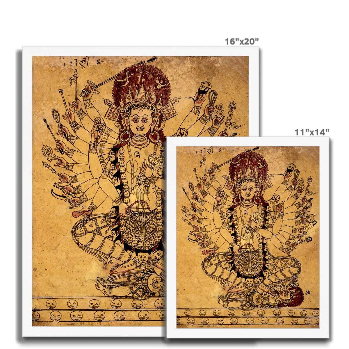 Rare Tantric Form of the Hindu Goddess Kali Vedic Antique Shiva Vishnu Rama Krishna Framed Art Print