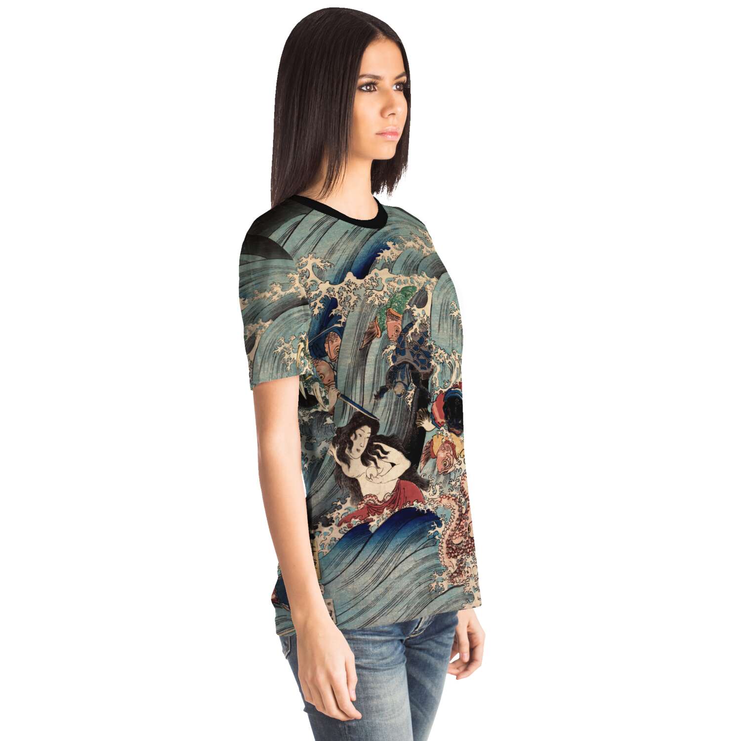 Recovering The Stolen Jewel from the Palace of the Dragon King | Japanese Folklore, Mythology, Kawaii Ukiyo-e Woodblock Print T-Shirt Tee