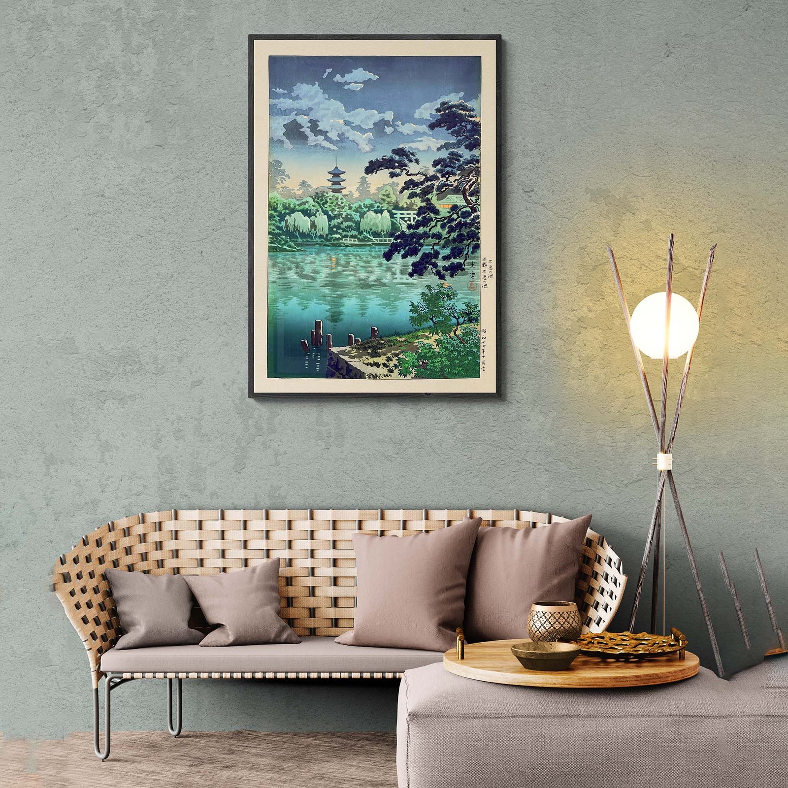 Shinobazu Pond in Ueno: Tsuchiya Koitsu | Vintage Edo Period Japanese Ukiyo-e Temple and Atmospheric Landscape Fine Art Print