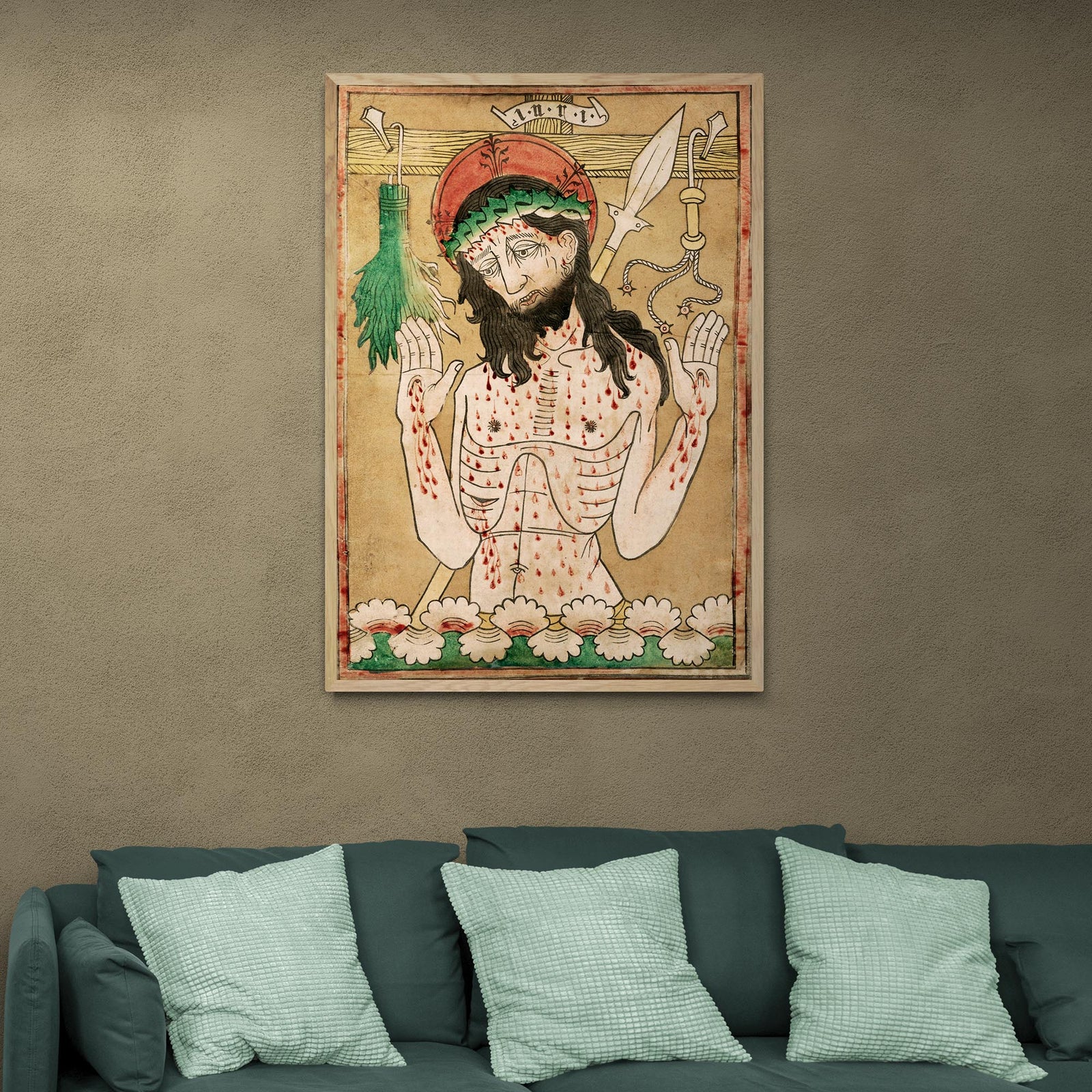 Man of Sorrows 15th Century Middle-Ages Medieval Wood Cut | Christian Faith, Christ Jesus Redeemer Fine Art Print