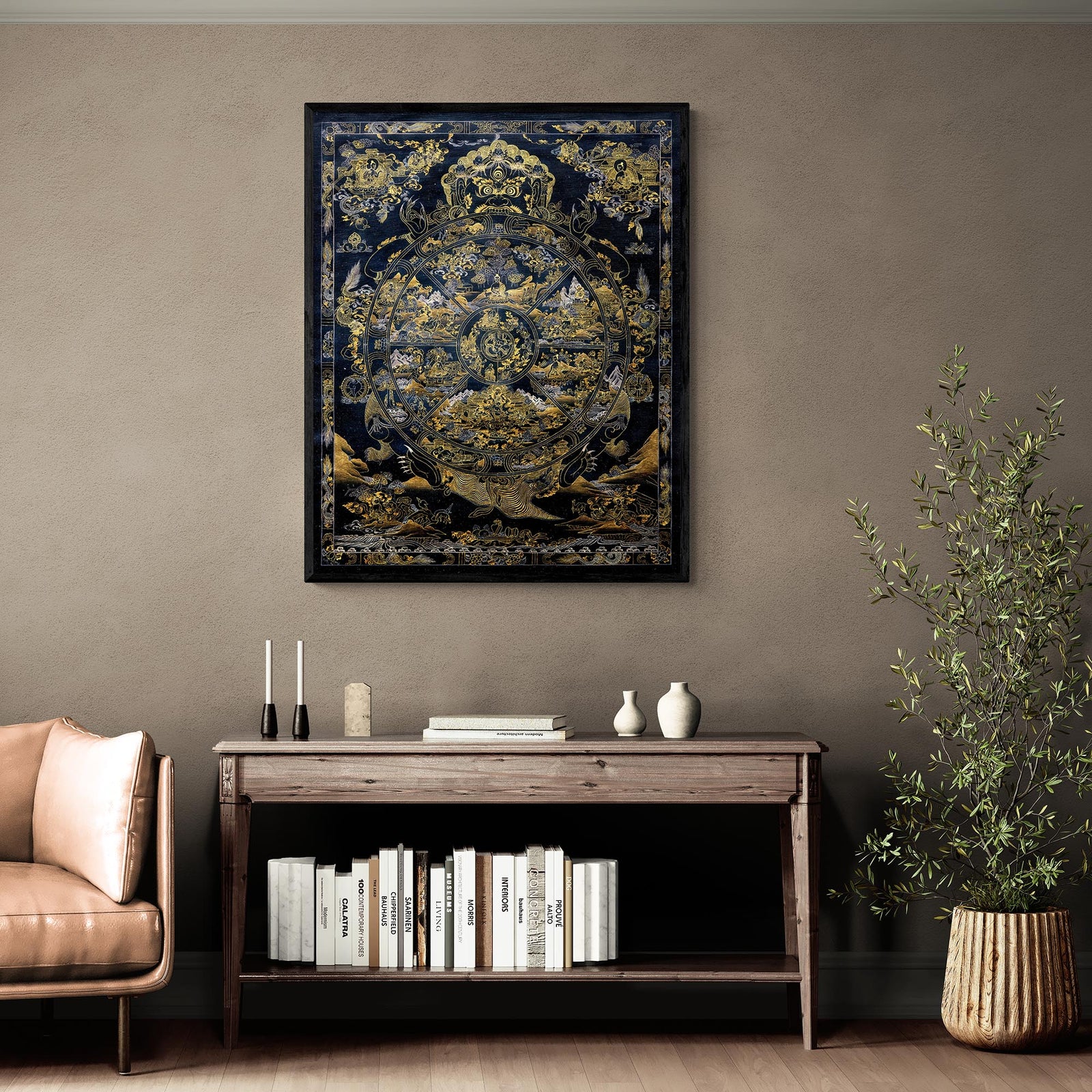 Bhavacakra Wheel of Life Tibetan Nepal Karma Cosmology | Vajrayana Meditation Thangka Fine Art Print