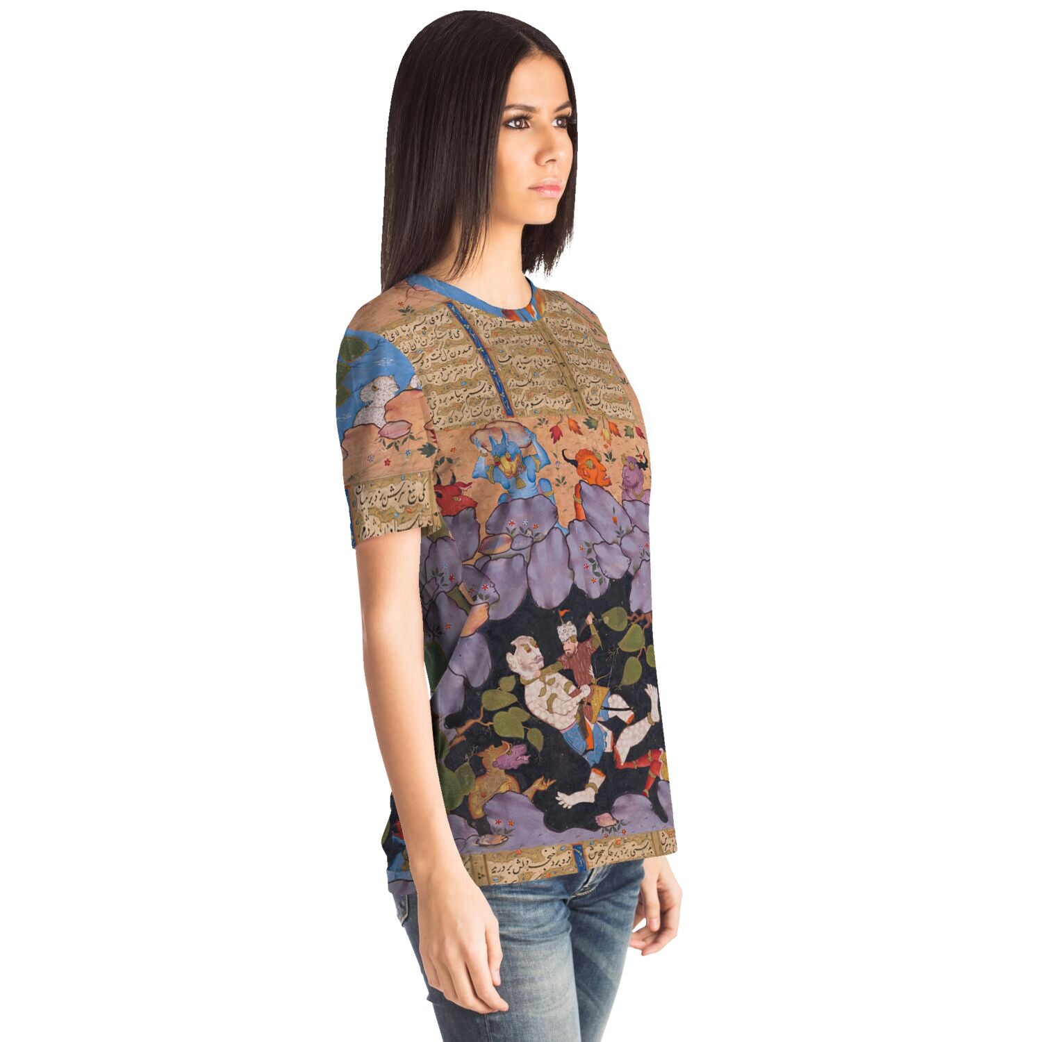 Rostam Battles the White Div (Demon) | Shāhnāmeh Ancient Persian Illuminated Codex Manuscript | Mythical Folkloric Graphic Art T-Shirt