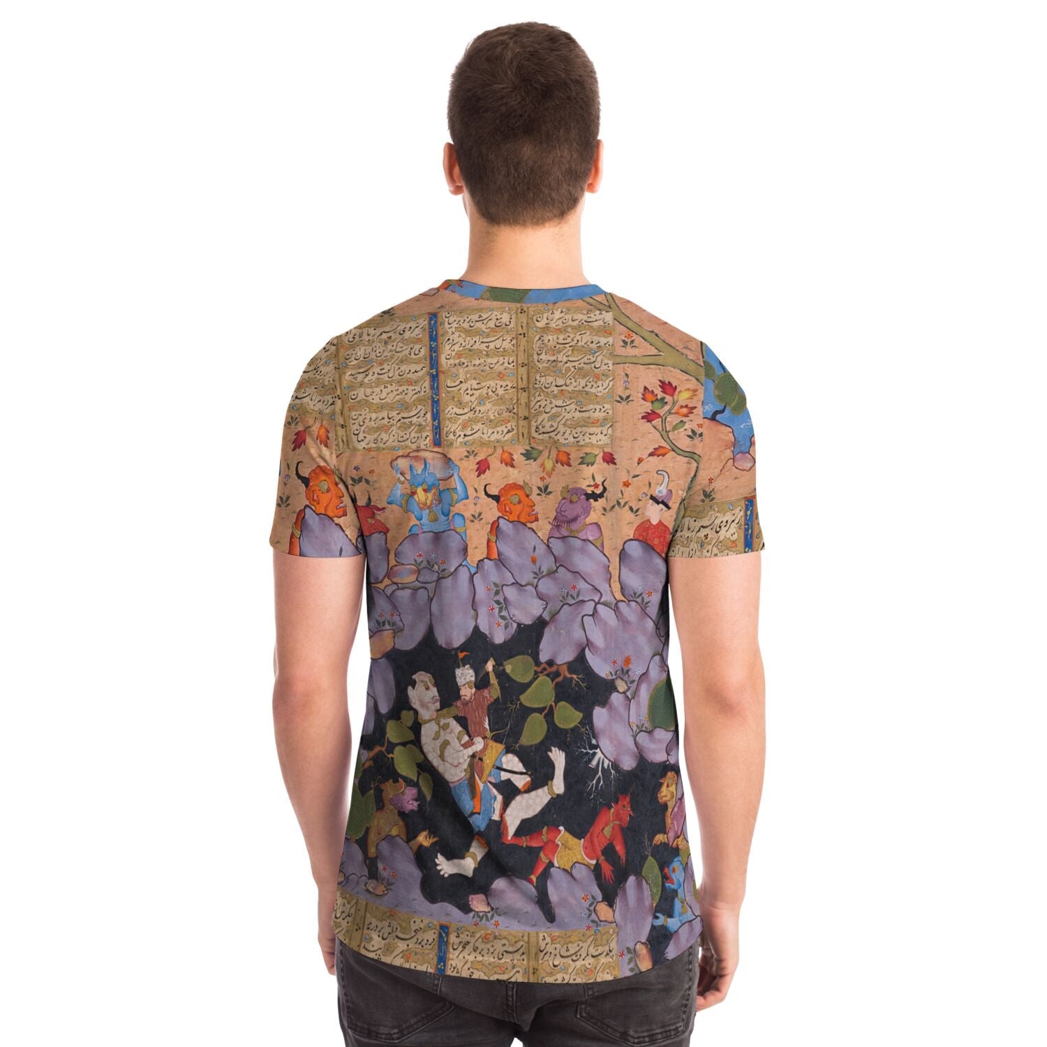 Rostam Battles the White Div (Demon) | Shāhnāmeh Ancient Persian Illuminated Codex Manuscript | Mythical Folkloric Graphic Art T-Shirt