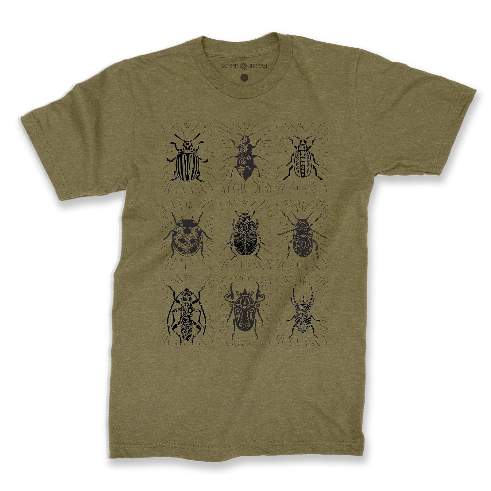 Sacred Scarab | The Order of Coleoptera Entomology | Sacred Insect Beetle Art Tee T-Shirt