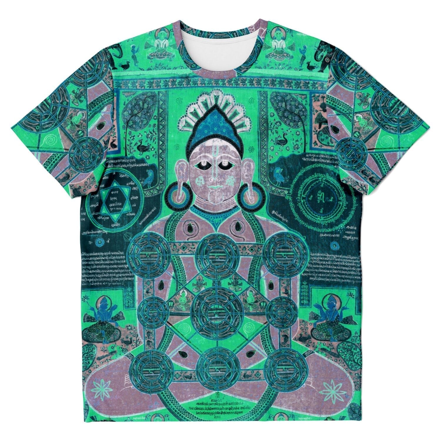 Seated Jain Deity | Antique Tibetan Cosmology Altar Image | Vintage Modern Remix Graphic Art T-Shirt