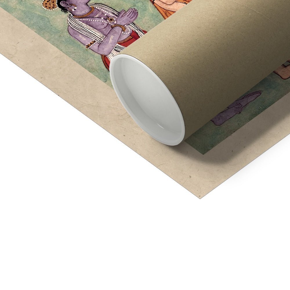 Shiva, Vishnu, and Brahma Adoring Kali (Detail) | Indian Folk Mythology | Chakras Kundalini Bhakti Devotion | Basholi-Style Fine Art Print