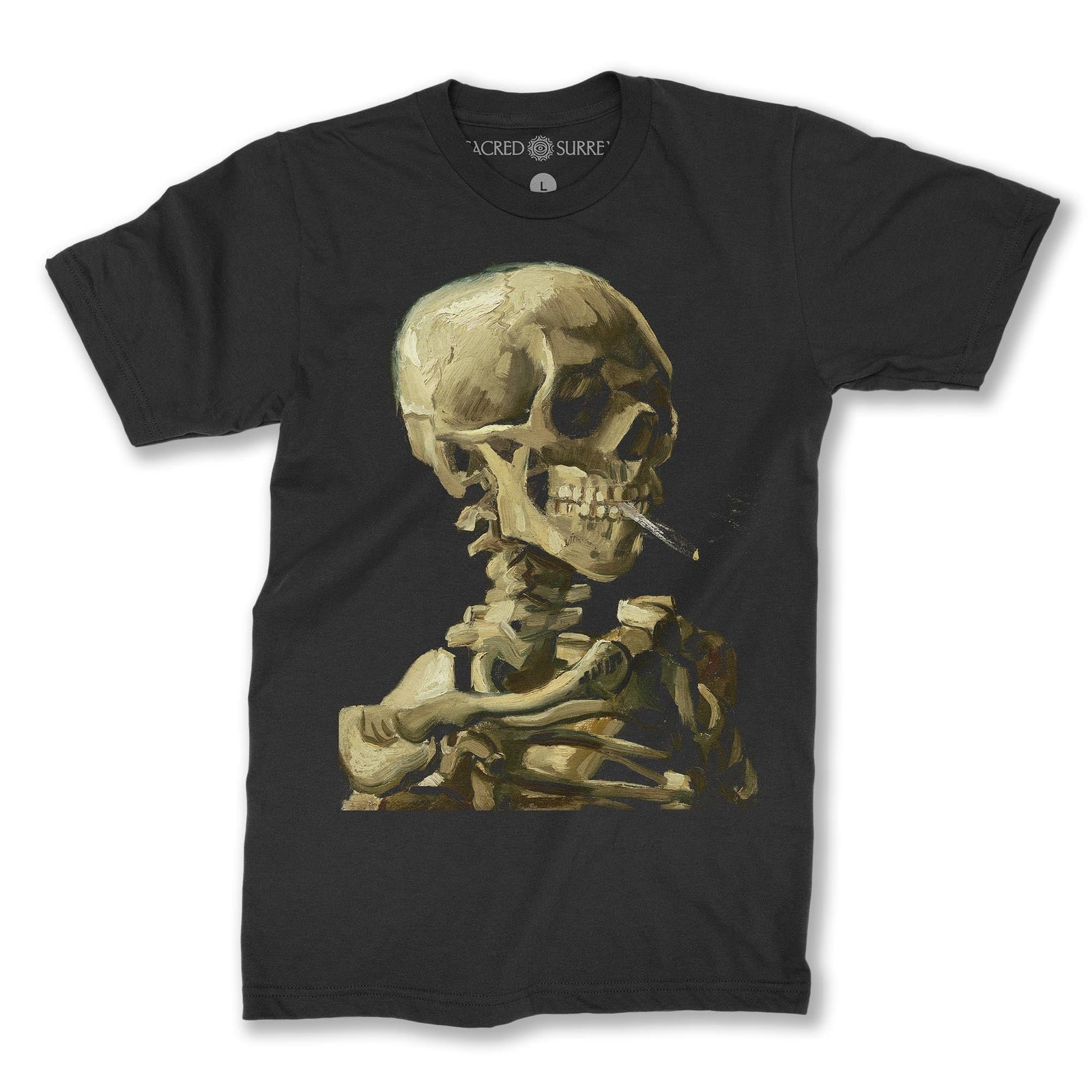 Spliff Skeleton Smoking Weed Skull Cannabis 420, Pot, Herb, Ganja, Marijuana, Stoner, Pothead Van Gogh Weed Graphic T-Shirt