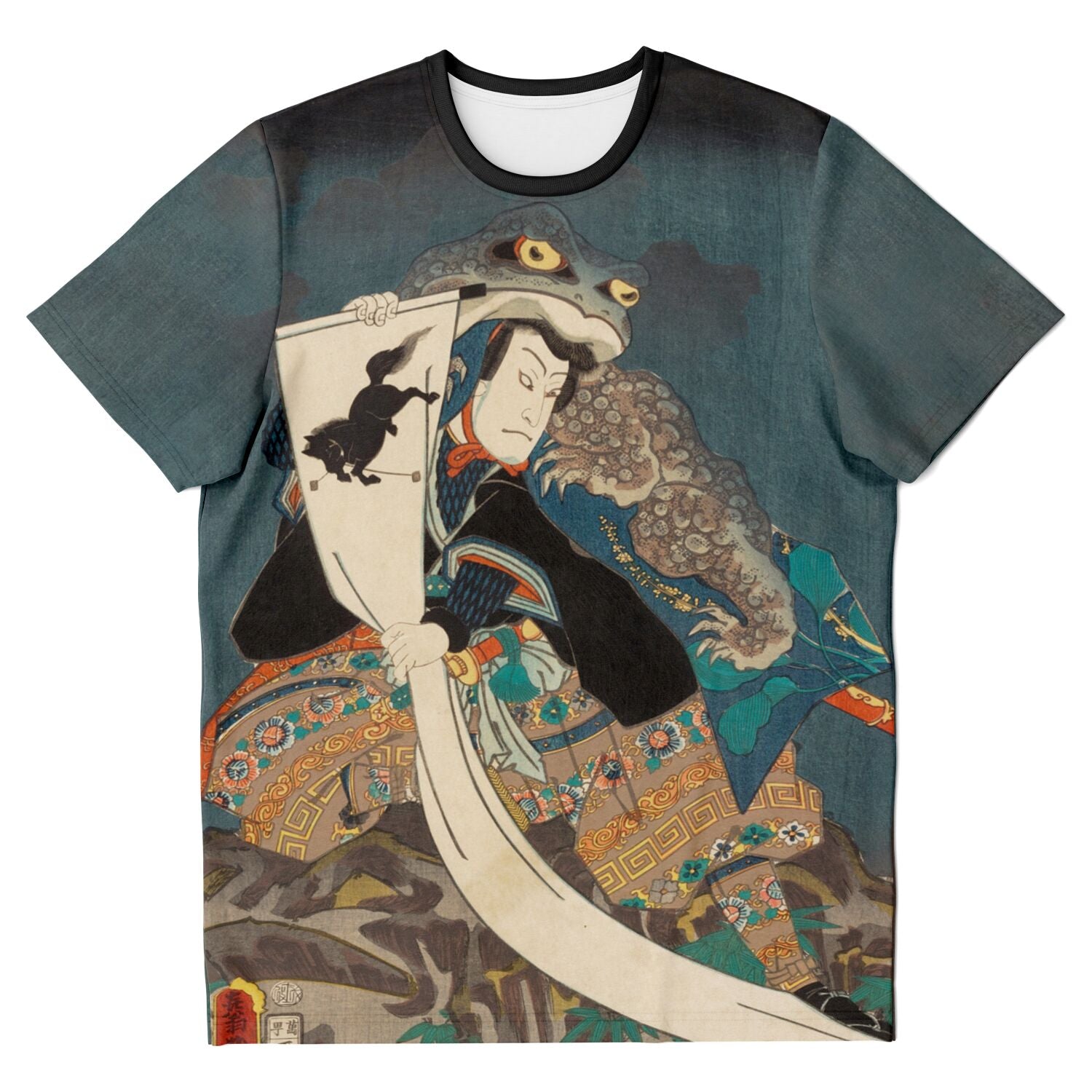 Supernatural Toad Shōgun Tarō Yoshikado | Toad Samurai, Frog Ronin, Japanese Warrior Ukiyo-e Graphic Art T-Shirt