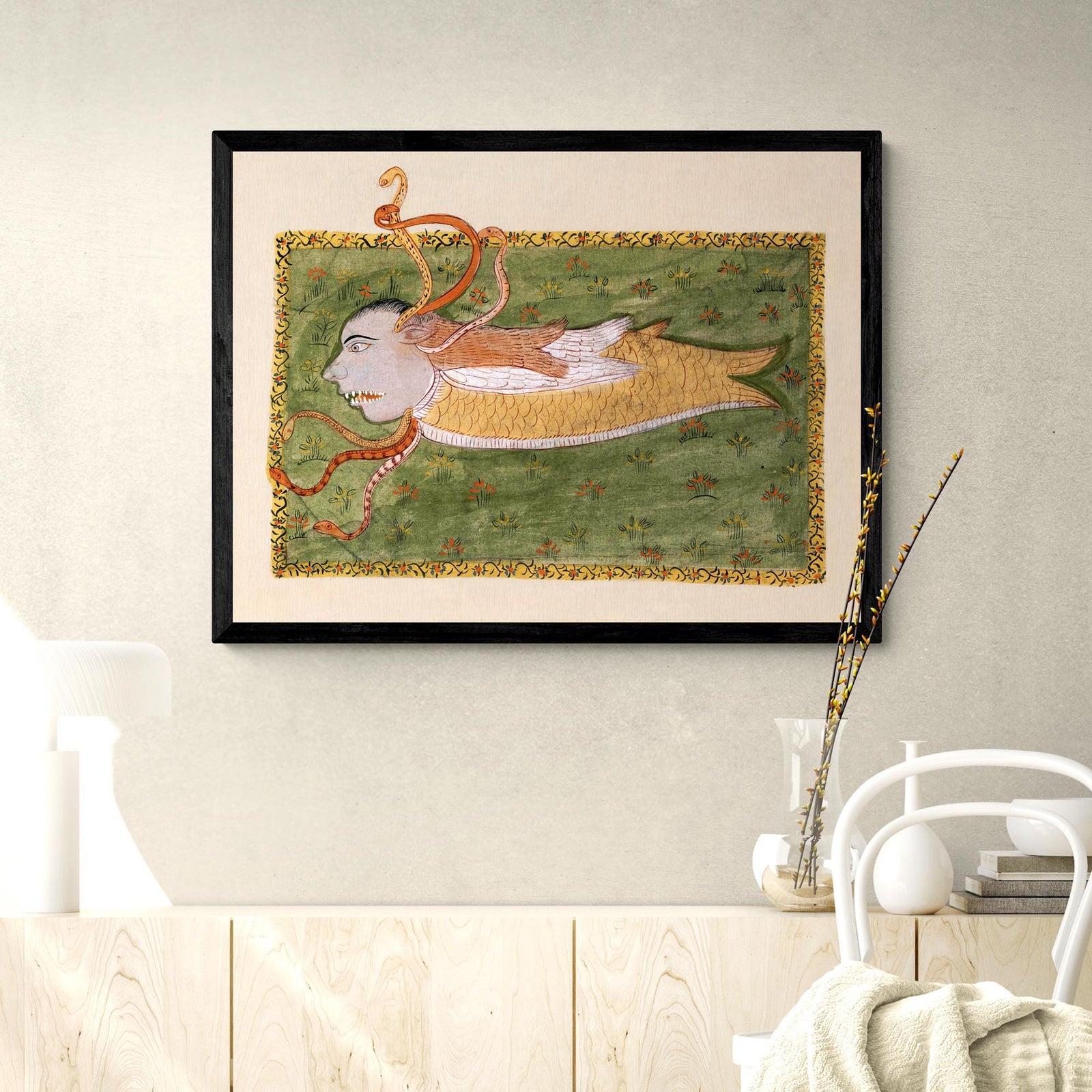 The Book of Wonders (Fish Djinn) Persian Mythology Muslim Sufi Islamic Art | Surreal, Fantasy Folklore Fine Art Print