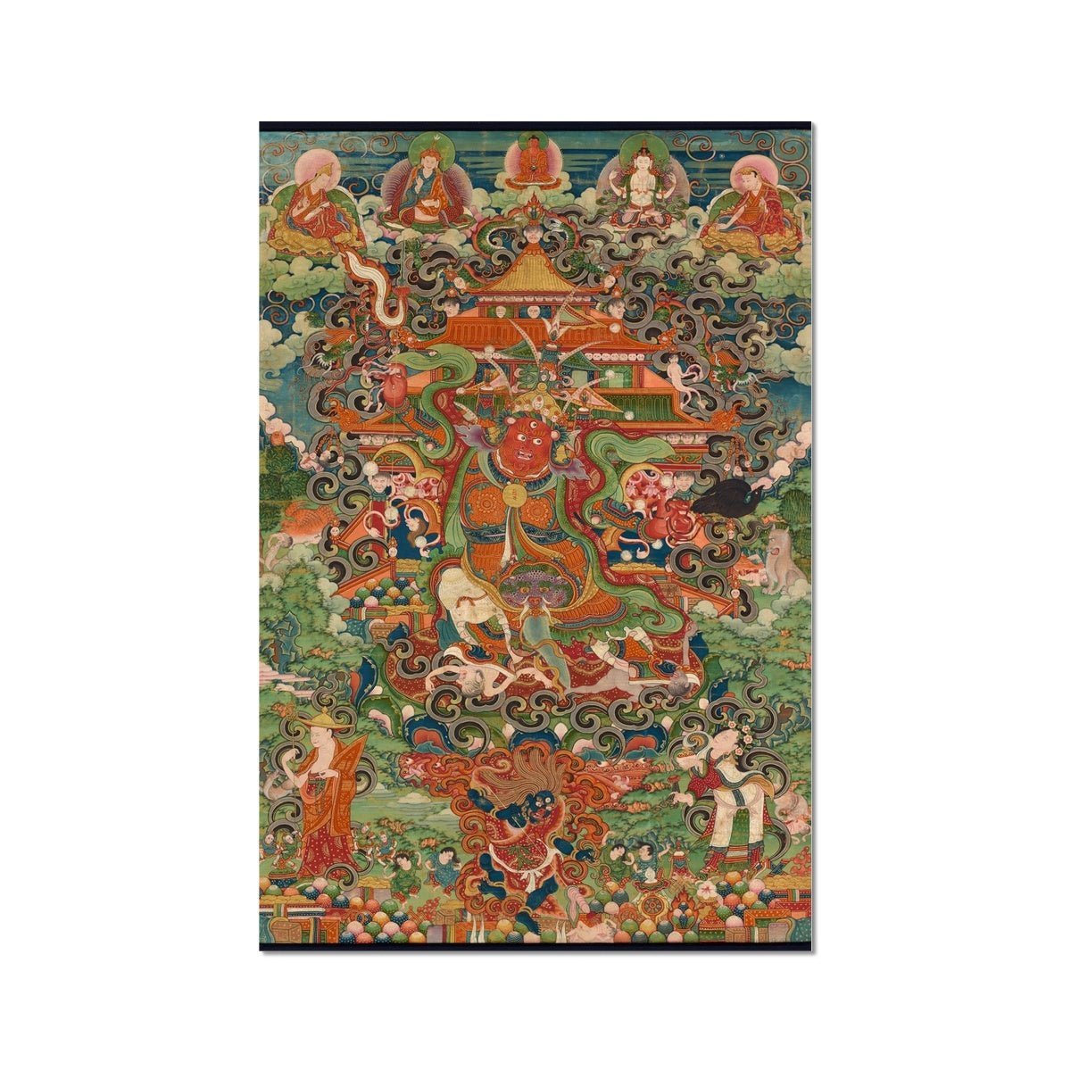 The Buddhist Protector Nechung Chogyong Antique Tibetan Thangka Vintage Decor Fine Art Print