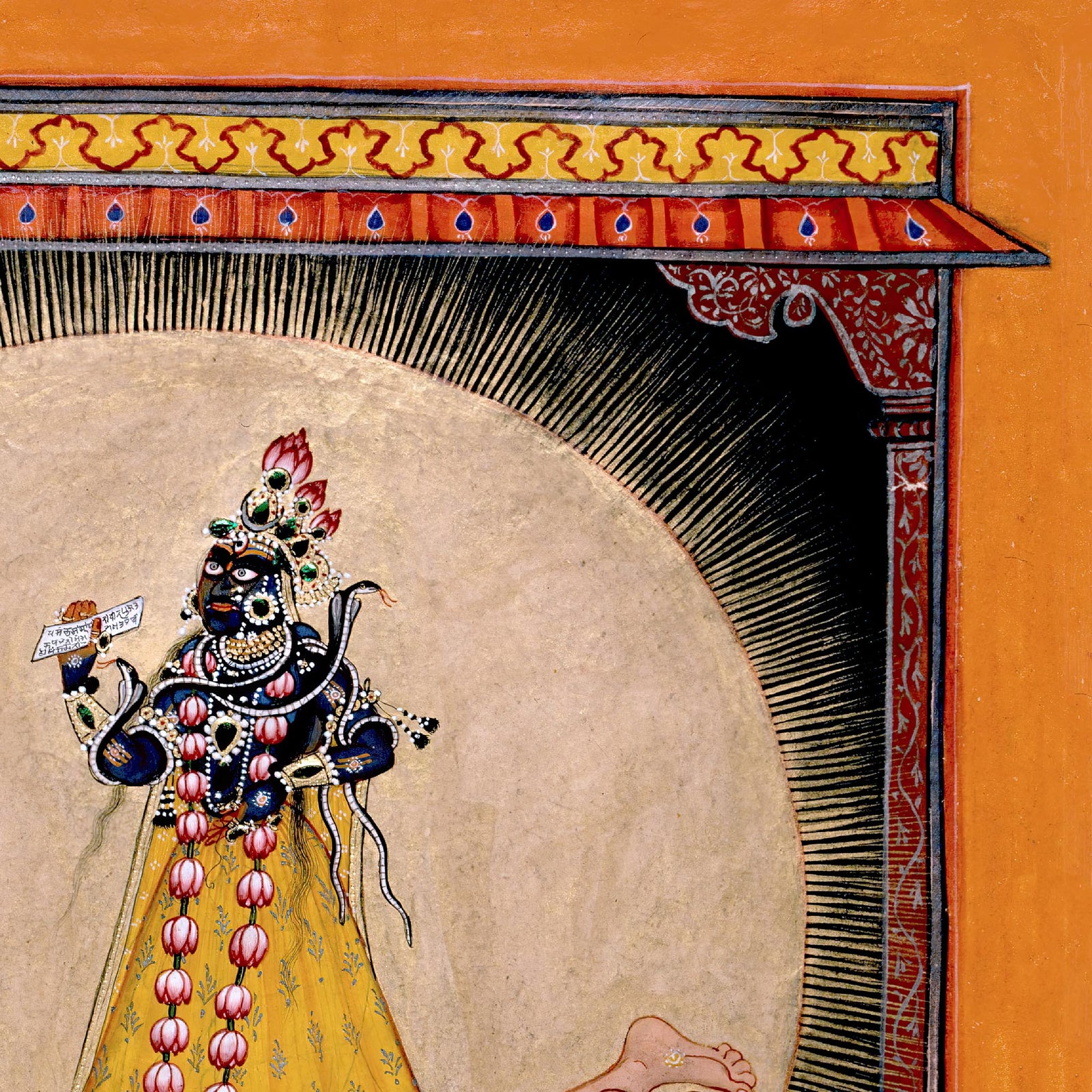 The Goddess Bhadrakali Emerging from a Sunlike Sphere | Vintage Hindu Mythology Fine Art Print