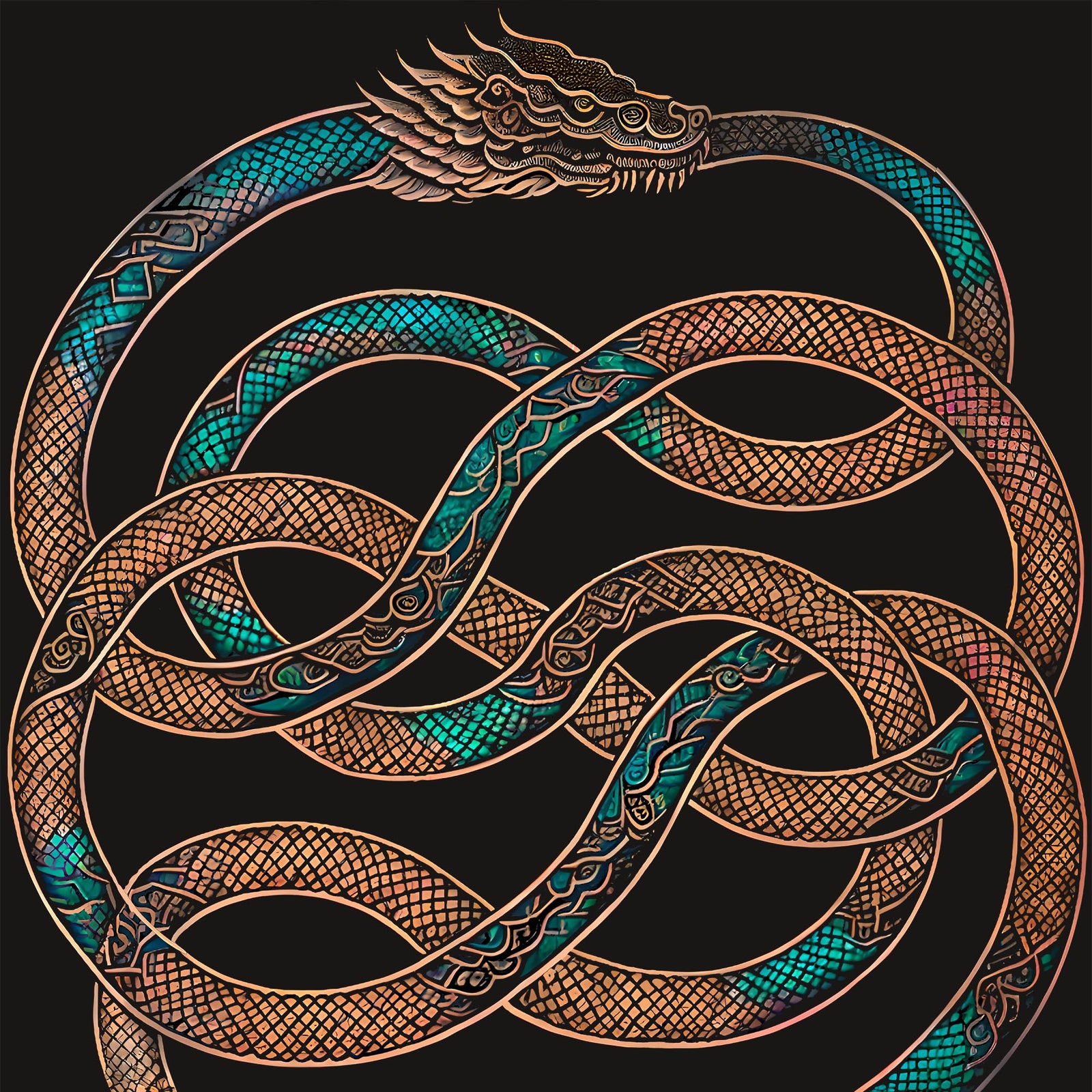 The Ouroboros: Medieval Mystical Serpent, Dragon | Esoteric Alchemy | Egyptian Circle of Life Graphic Art T-Shirt
