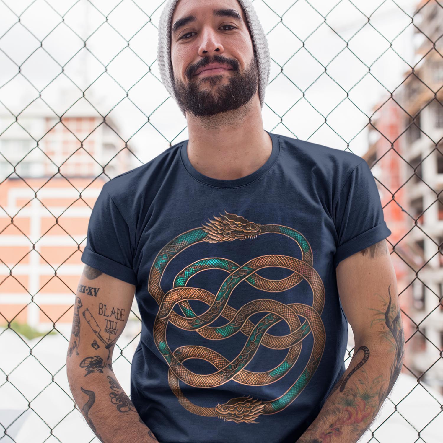 T-Shirts The Ouroboros: Medieval Mystical Serpent, Dragon | Esoteric Alchemy | Egyptian Circle of Life Graphic Art T-Shirt