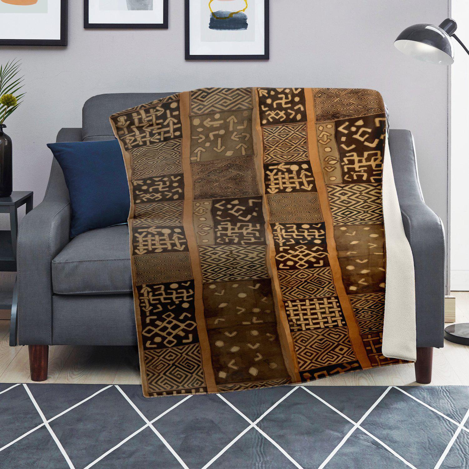 Traditional Kuba Cloth Design | Sherpa Fleece Blanket