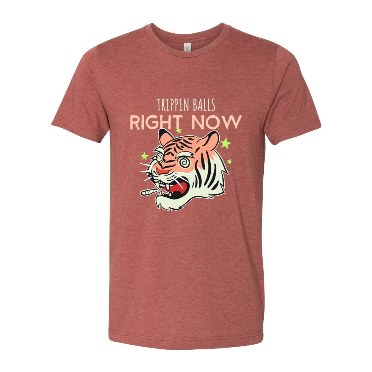 Tripping Balls Tiger LSD Cannabis Weed 420, Pot, Herb, Ganja, Marijuana, Shrooms, Mushrooms, Stoner, Pothead Funny Meme Tee T-Shirt