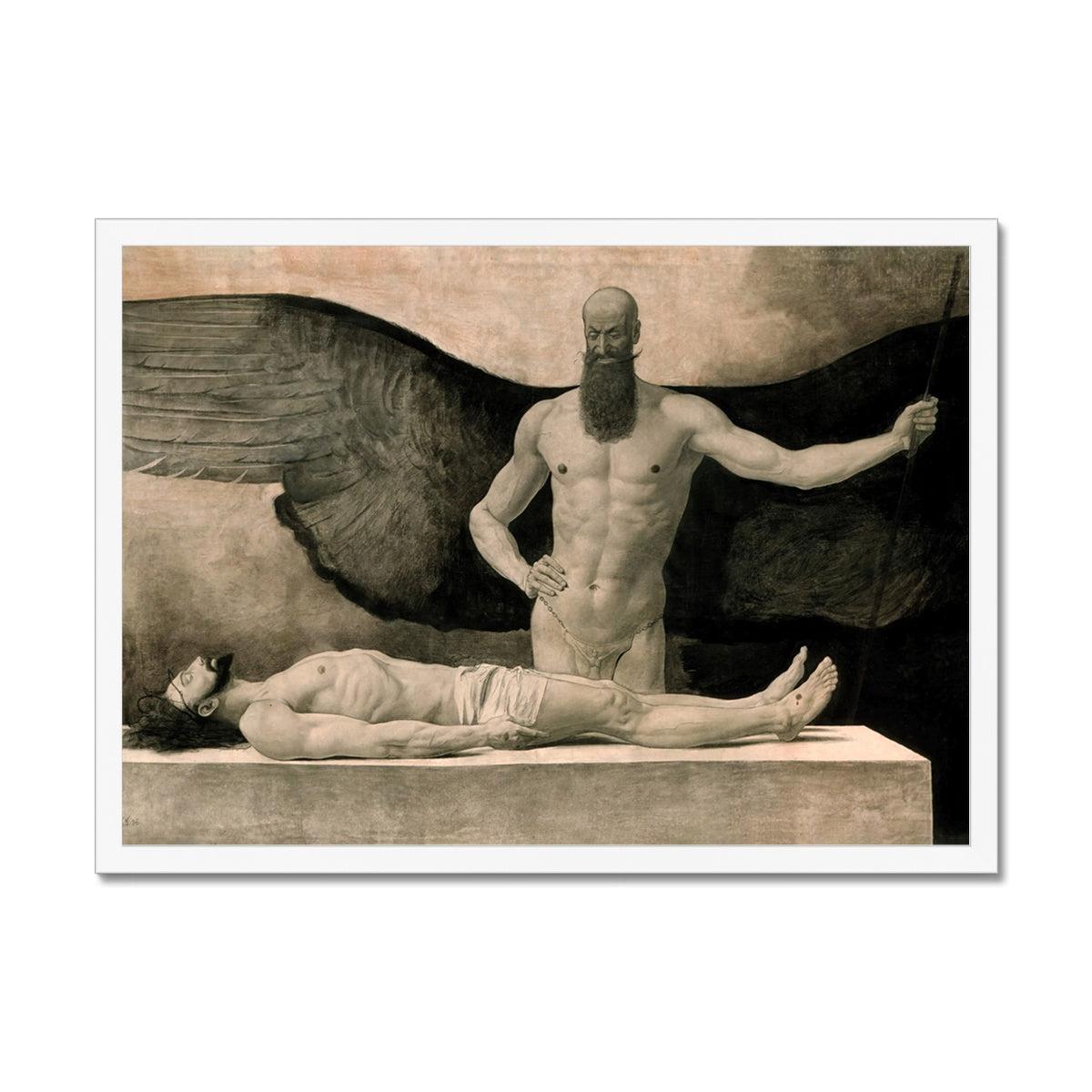 Triumph of Darkness (Sascha Schneider) | Symbolist Surreal Gothic Art Occult Supernatural Christ w Demon Homoerotic Vintage Framed Print