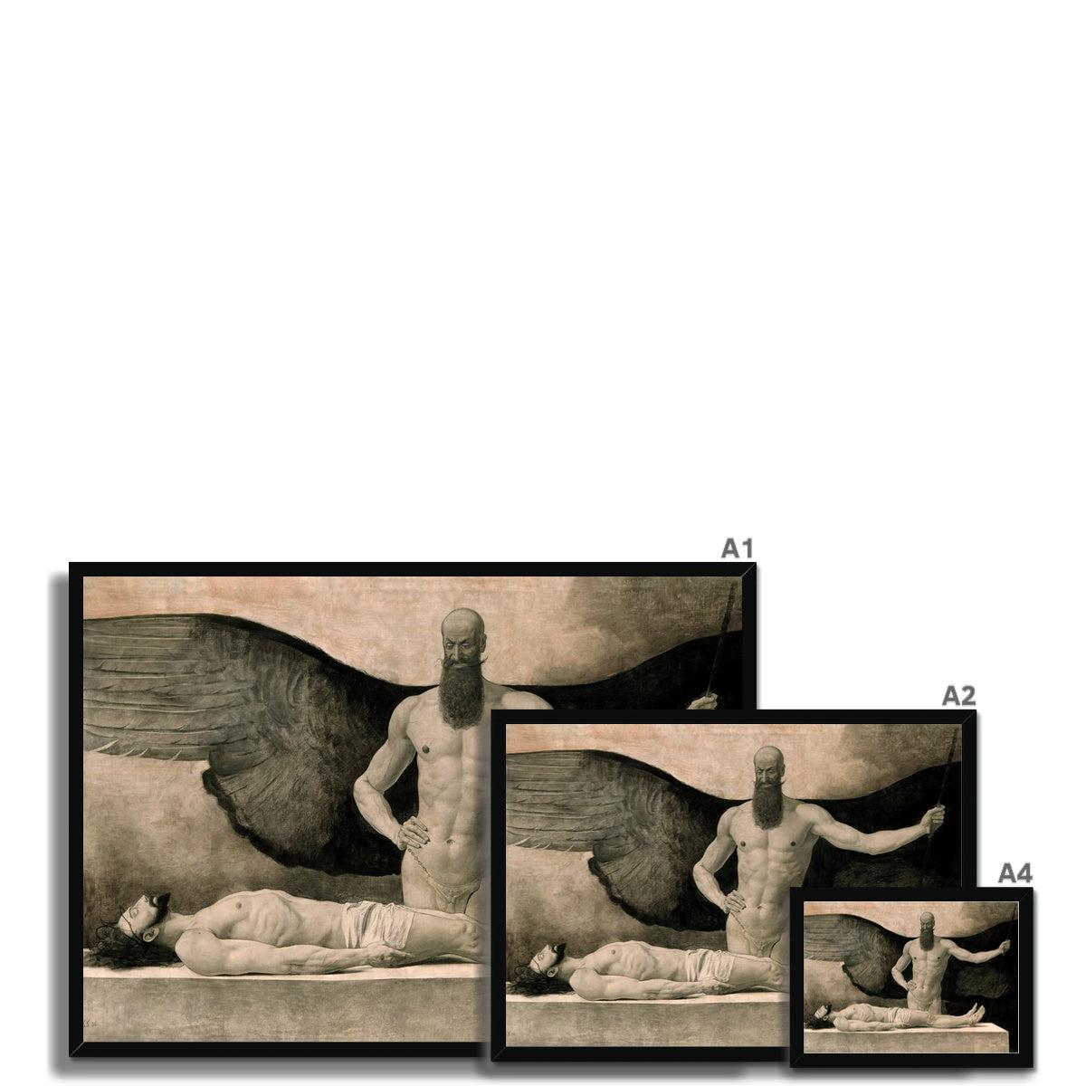 Triumph of Darkness (Sascha Schneider) | Symbolist Surreal Gothic Art Occult Supernatural Christ w Demon Homoerotic Vintage Framed Print