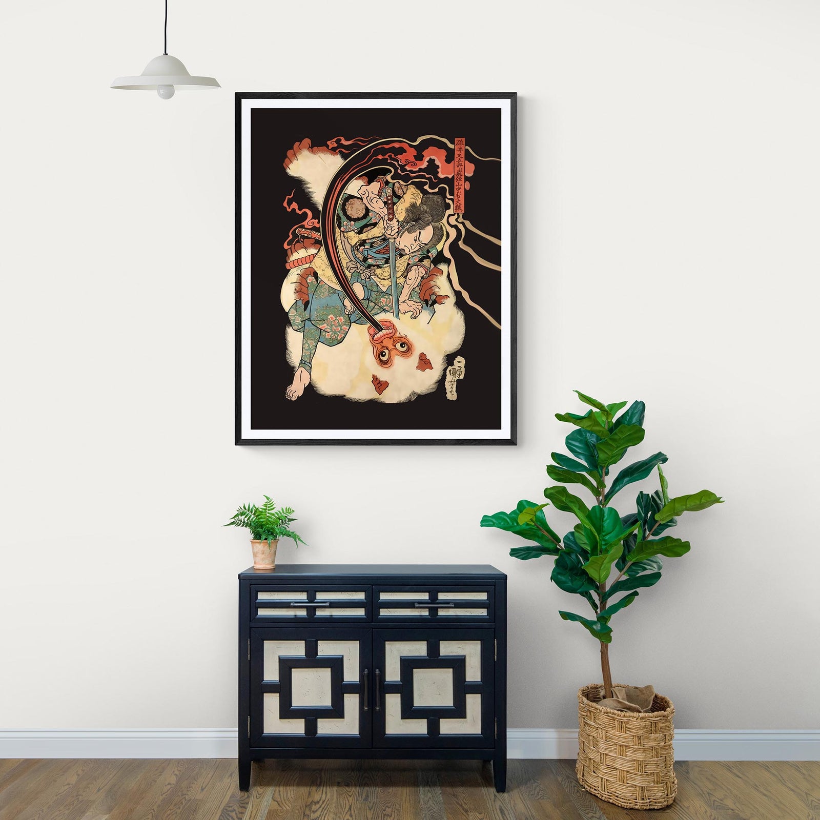 Usui Matagorô Kills a Giant Ape in the Hida Mountains (Utagawa Kuniyoshi) | Japanese Yokai Mythology Folklore Vintage Fine Art Print