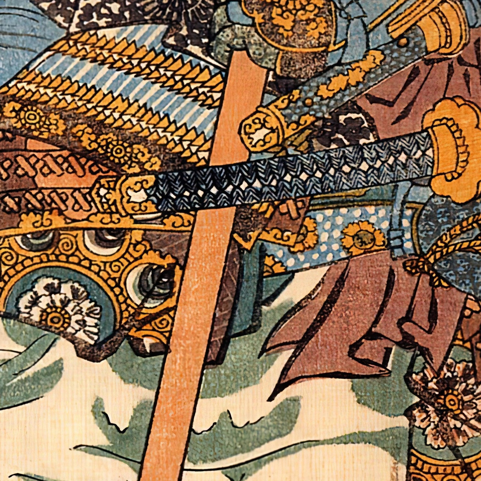 Utagawa Kuniyoshi: Samurai Warrior Riding the Waves Wookblock Edo Antique Japanese Shogun Framed Art Print