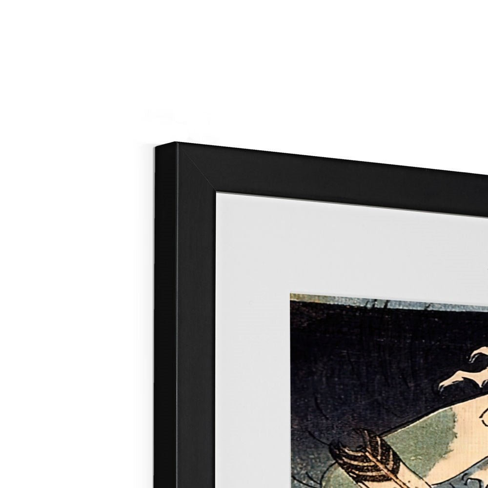 Utagawa Kuniyoshi: Samurai Warrior Riding the Waves Wookblock Edo Antique Japanese Shogun Framed Art Print