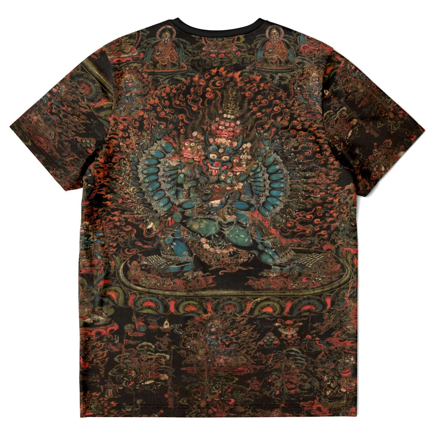 AOP T-Shirt Vajrabhairava Tibetan Tantric Thangka Vintage Antique Buddhist Meditation Art Asian Vajrayana Vintage Art T-Shirt All-Over-Print Tee