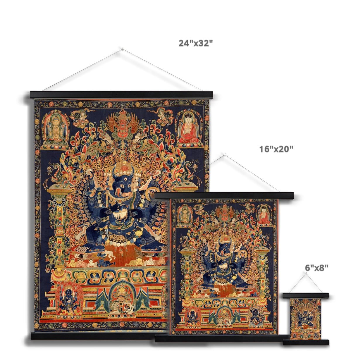 Vajrabhairava Wrathful Deity | Tibetan Buddhist Protection, Chöd Practice | Manjushri Emanation Fine Art Print with Thangka Hanger