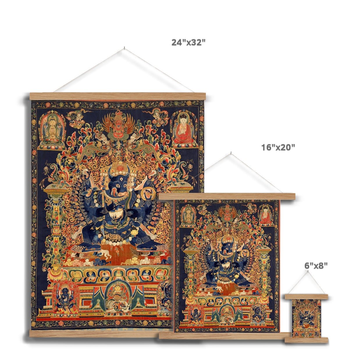 Vajrabhairava Wrathful Deity | Tibetan Buddhist Protection, Chöd Practice | Manjushri Emanation Fine Art Print with Thangka Hanger