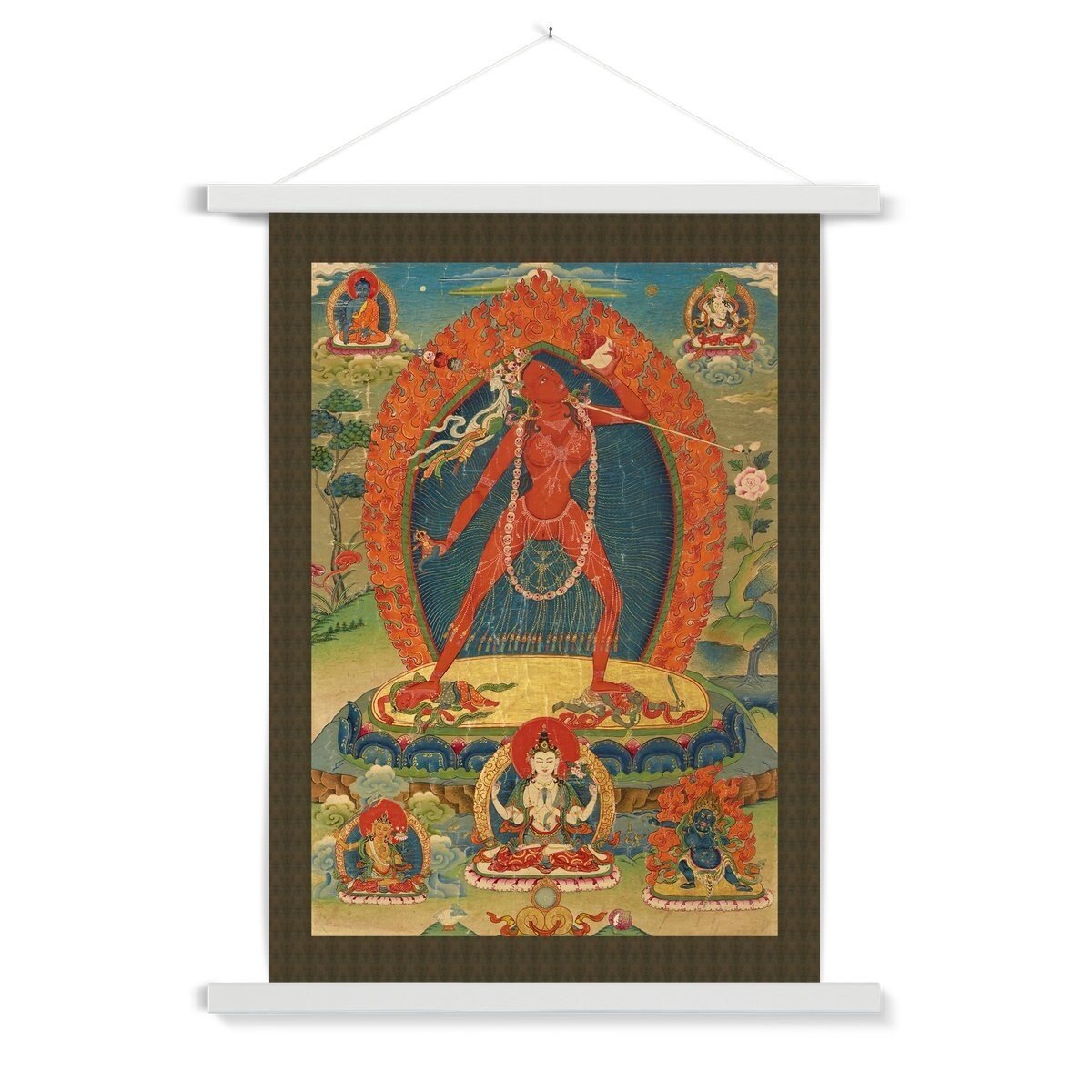 Hangar Thangka Vajrayogini Tibetan Tantra Sacred Buddhist Deity Erotic Female Feminist Goddess Dakini Yogini Fine Art Print with Thangka-Style Hanger