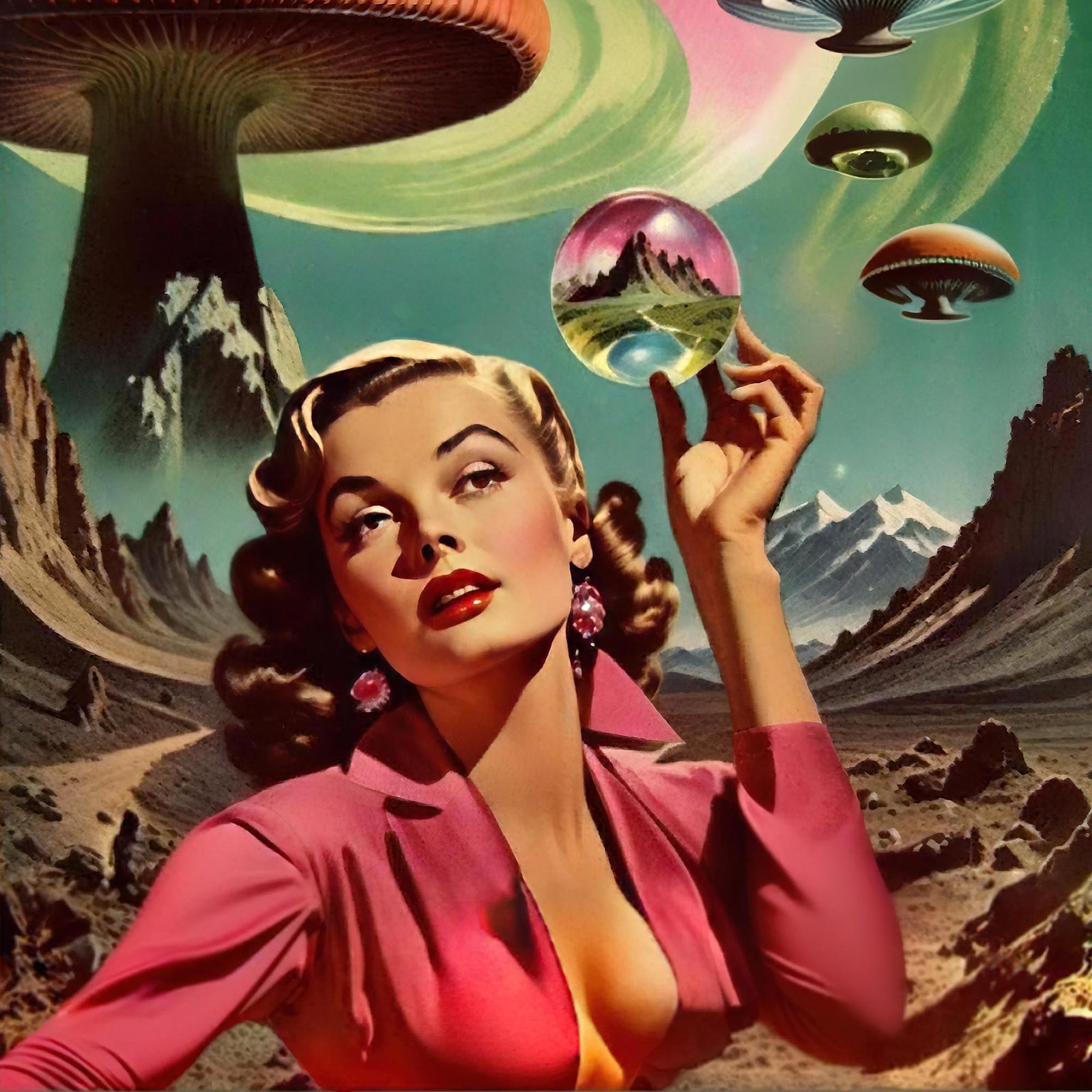 Venus in Velvet: A Martian Memoir | Retro Psychedelic Sci-Fi Pulp Fiction Romance | Sexy Surreal Space Starlet Graphic Art T-Shirt