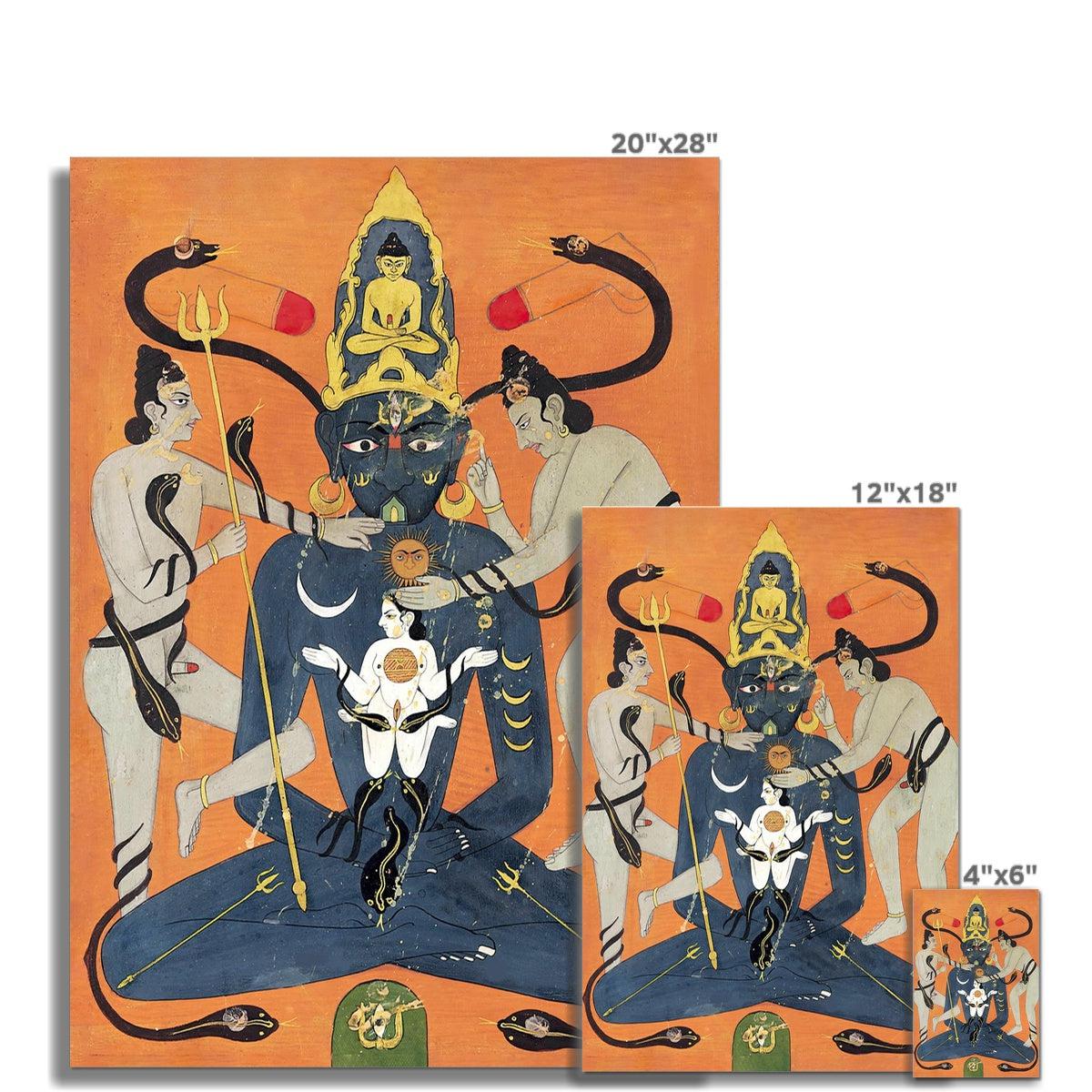 Vintage Indian Tantric Art | Kundalini Tantra w Sun Moon Yoni Lingam | Sacred Sexuality, Chakra Fine Art Print