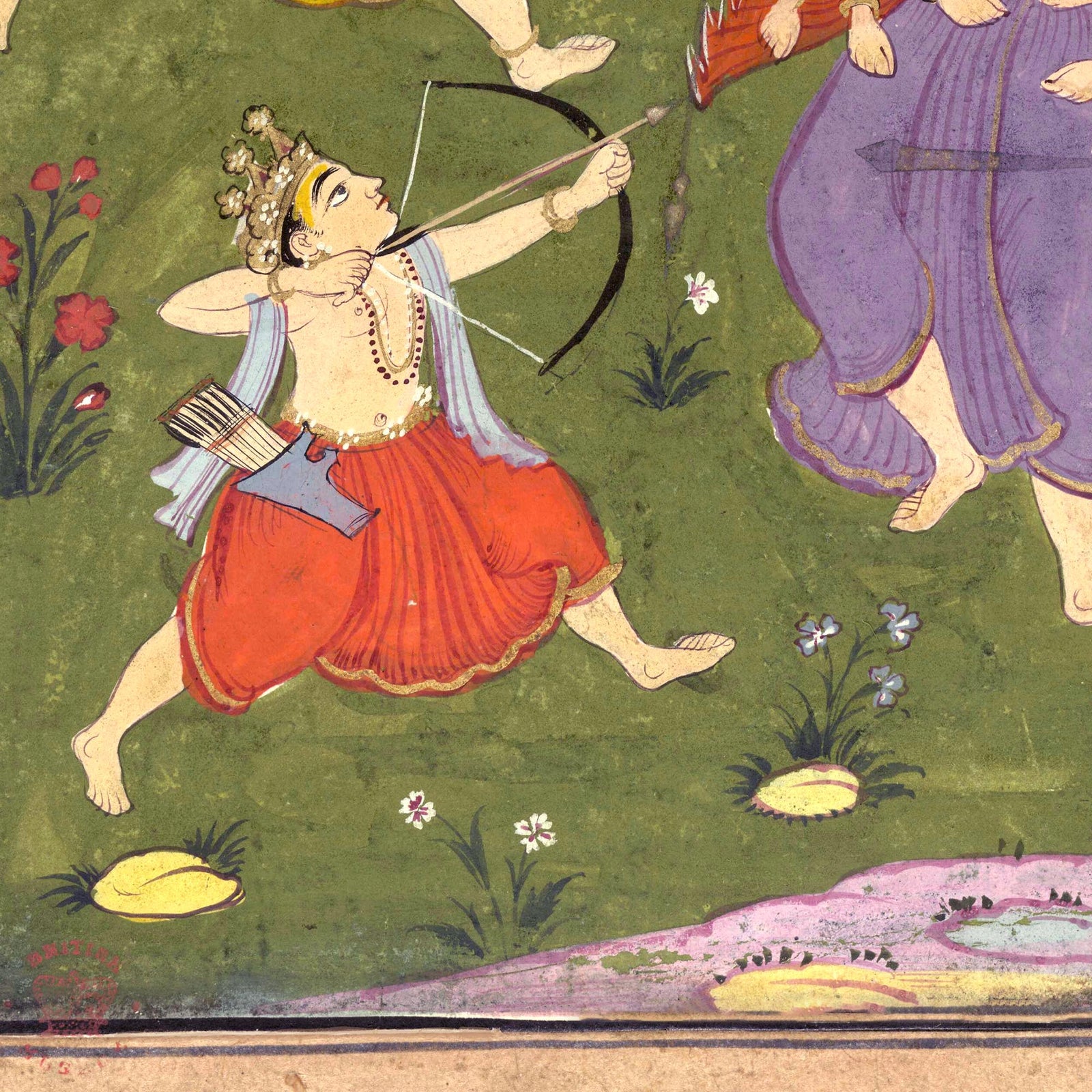 Vishnu as Rama w/ Laksmana Killing Ravana the Demon | Ramayana Epic Hindu Mythology | Indian Vintage Hanuman Folklore Fine Art Print