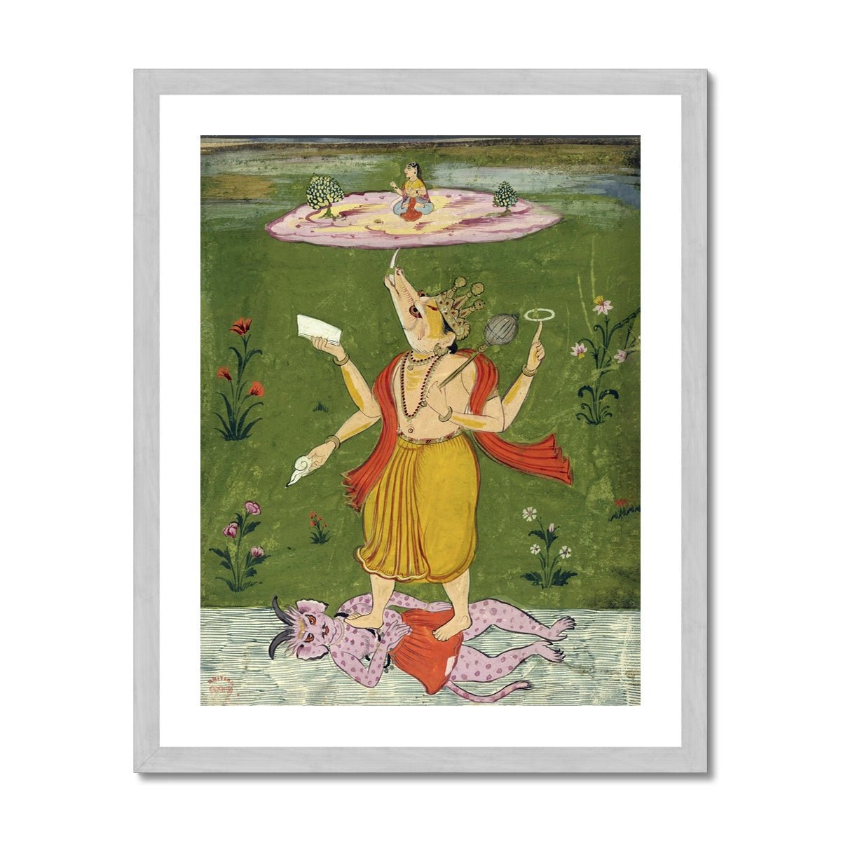 Vishnu As Vaharta: Boar Incarnation of Vishnu | Protector of the Universe | Hindu Indian Deity, Bhakti Devotional Framed Art Print