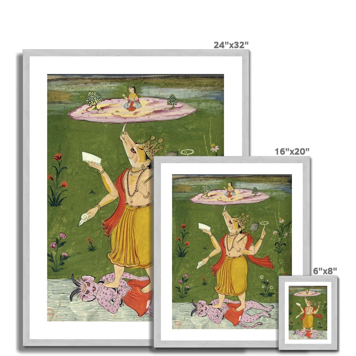 Vishnu As Vaharta: Boar Incarnation of Vishnu | Protector of the Universe | Hindu Indian Deity, Bhakti Devotional Framed Art Print