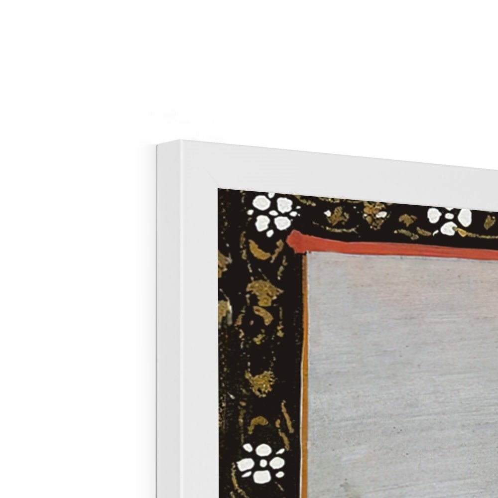 Vishnu with Demons and Naga, Antique Indian Hindu Folk Art, 19th Century Traditional Vedic Framed Art Print