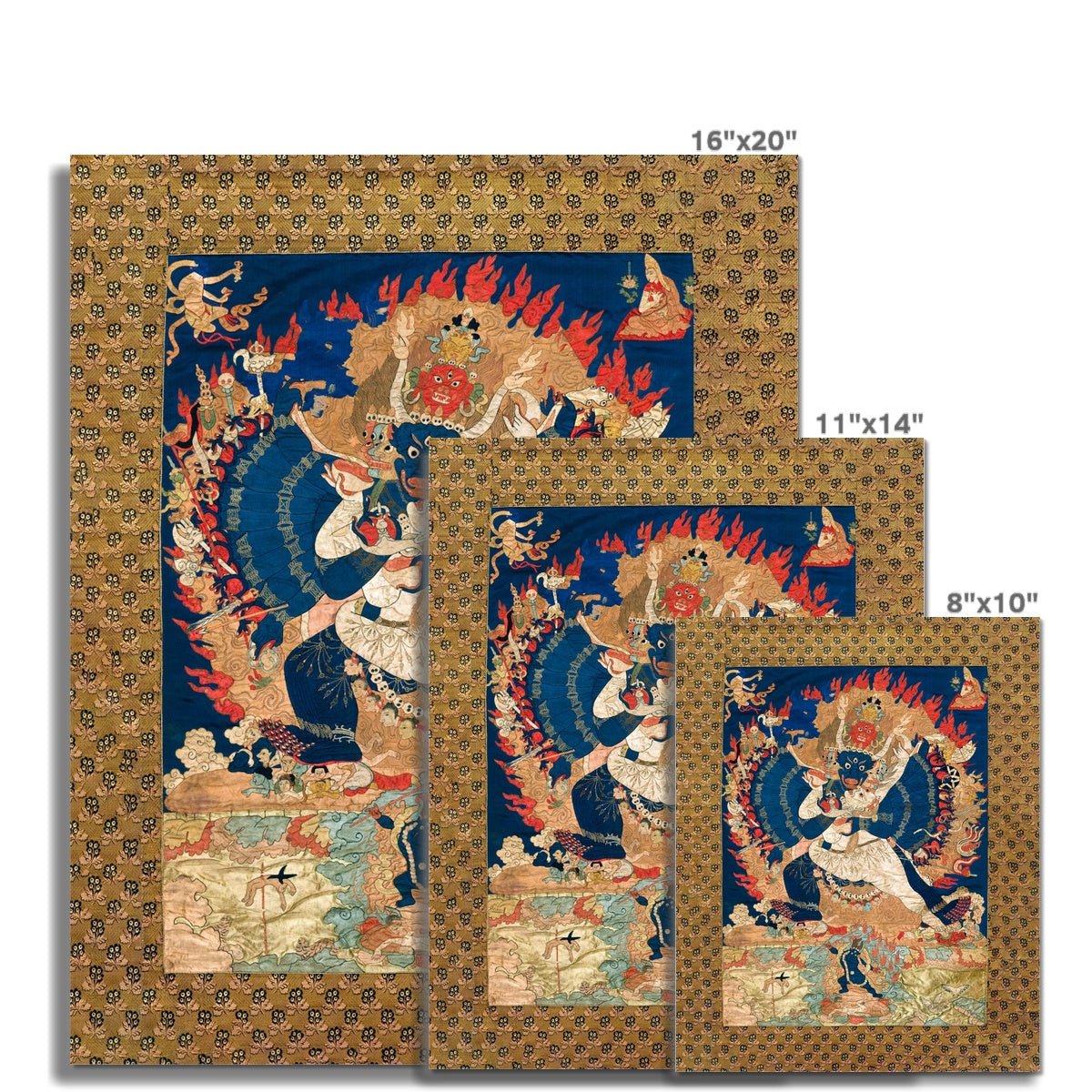 Yama and Consort, Afterlife Ruler | Sacred Tibetan Buddhist Tantric Thangka | Karma Deity Fine Art Print