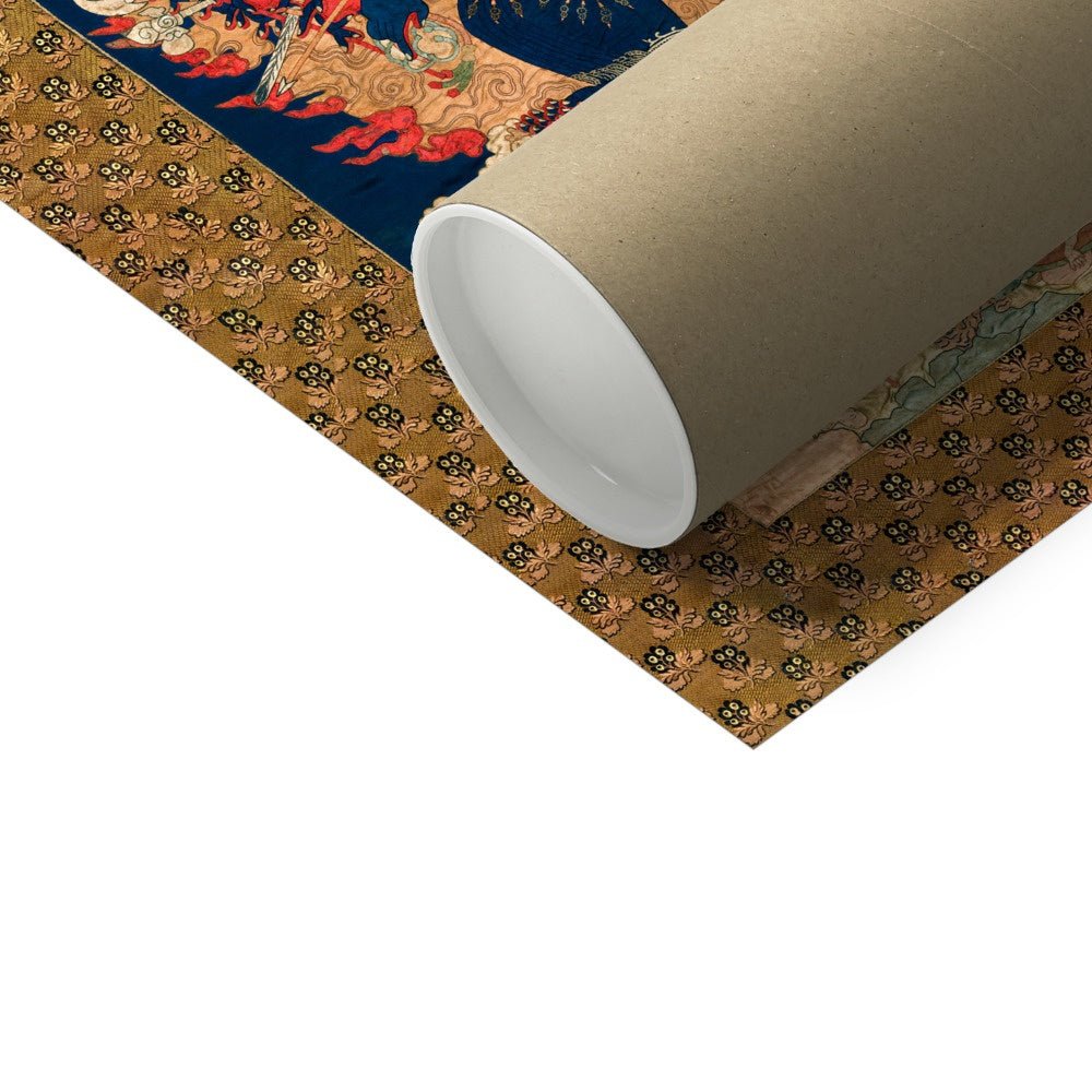 Yama and Consort, Afterlife Ruler | Sacred Tibetan Buddhist Tantric Thangka | Karma Deity Fine Art Print