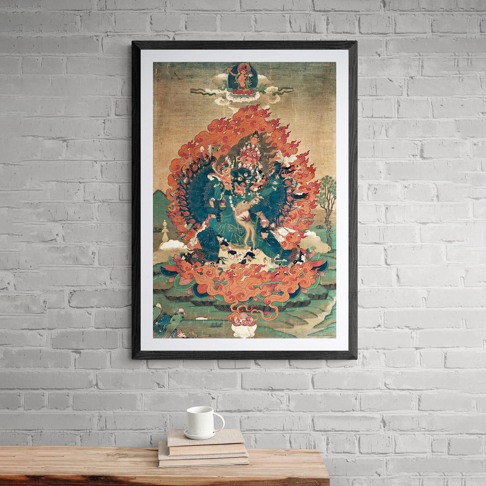 Yamantaka Tibetan Vajrayana Thangka Buddhist Protector Deity Painting, Tantra Tantric Nepal Antique Vintage Giclée Fine Art Print