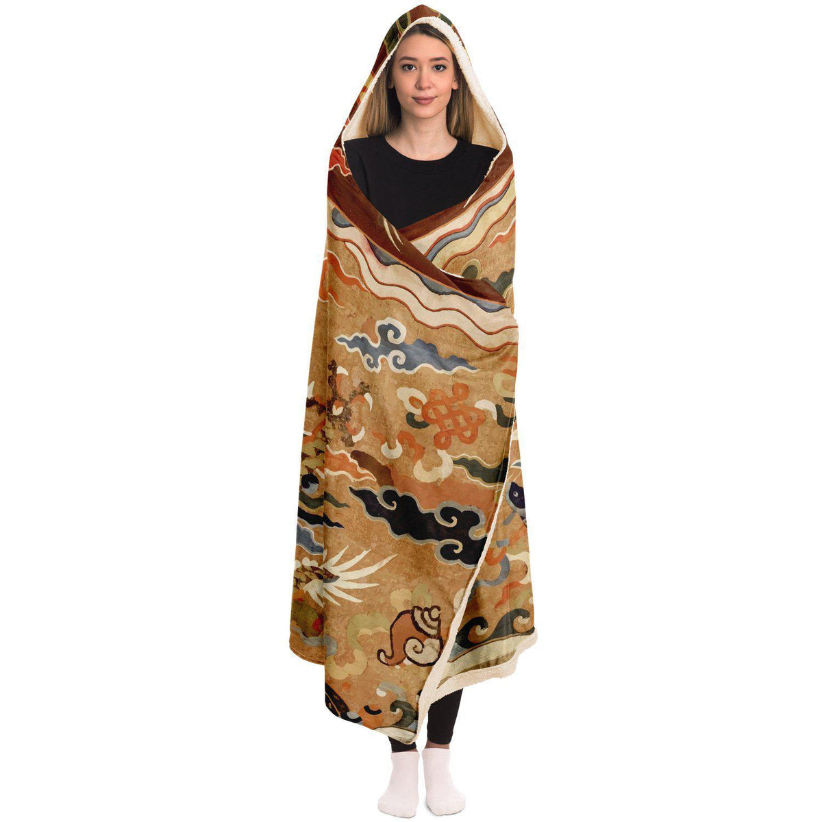 17th Century Taoist Altar Sherpa Hooded Blanket