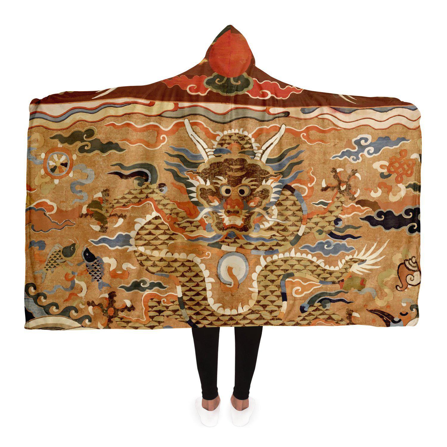 Hooded Blanket - AOP Adult / Premium Sherpa 17th Century Taoist Altar Sherpa Hooded Blanket