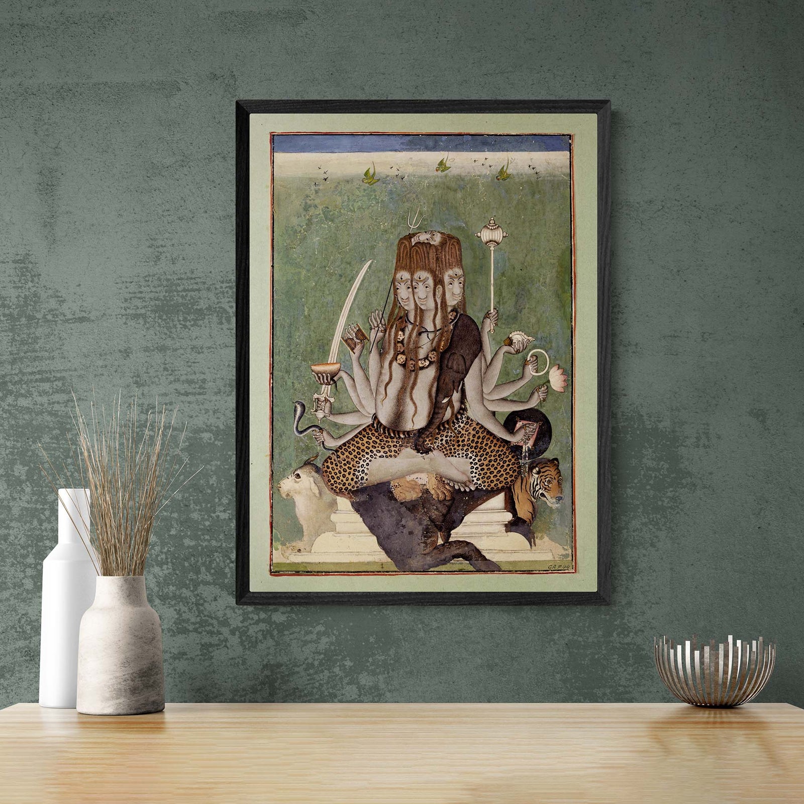 Shiva Bhairava Devotional Hindu Mythology Wall Art | Ancient Tantric Indian Deity Fine Art Print