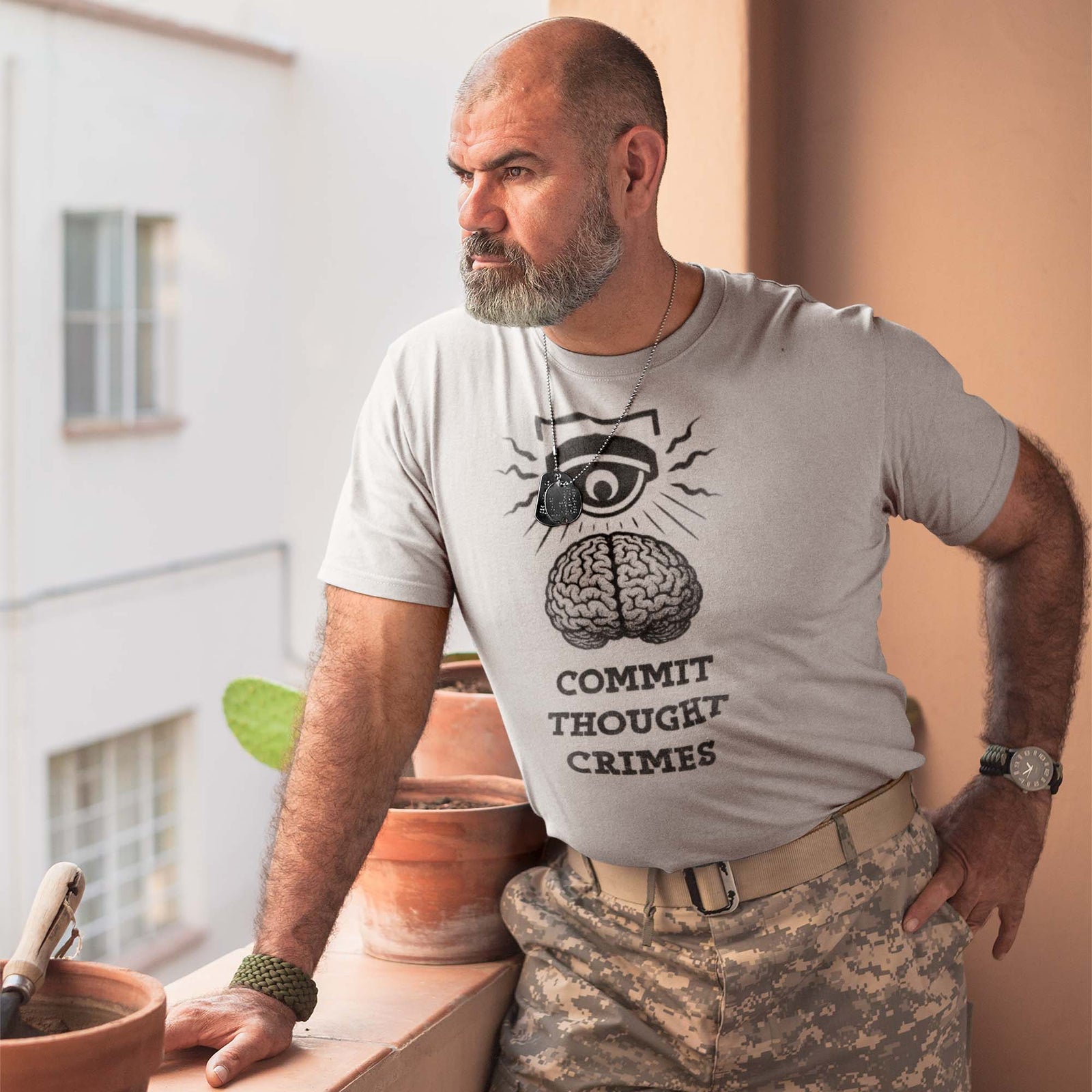 Commit Thought Crimes: 1984, Brave New World, Anti Surveillance Tee | Orwellian Big Brother Art Tshirt