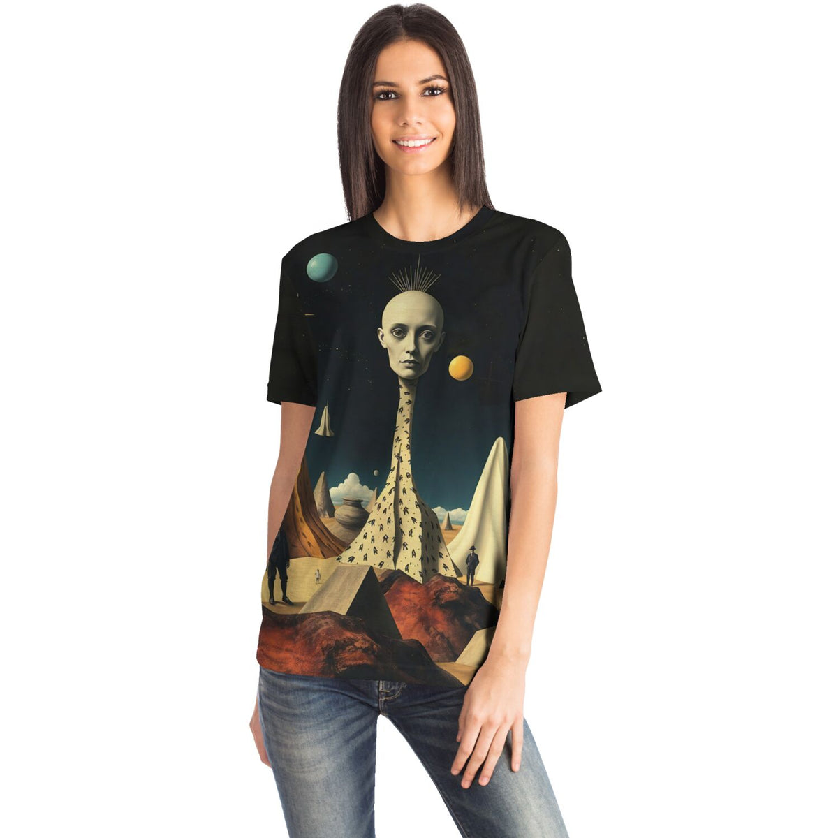 Surrealist Art, Alien Gods Planet, Dali Collage, Trippy Vintage 420 Retro Art, All-Over-Print T-Shirt