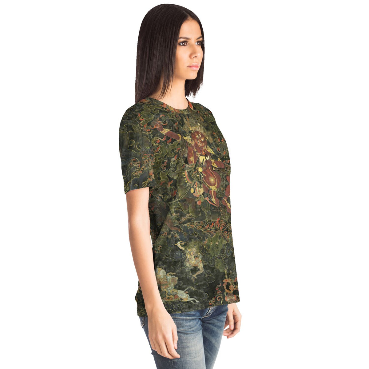 Palden Lhamo, Shri Devi Tibetan Buddhist Wrathful Protector Deity | Antique Thangka All-Over-Print T-Shirt