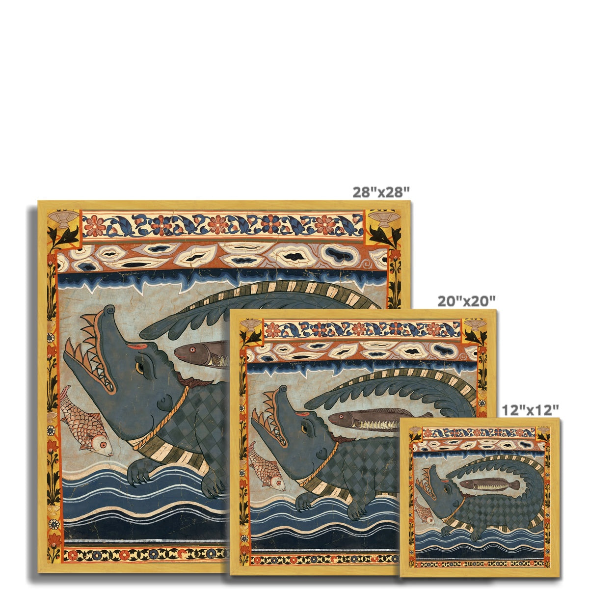 Framed Gazi Pir Crocodile Scroll Ancient Indian Art | Islamic Art, Muslim Art | Vintage Antique Sufi Alligator Framed Art Print