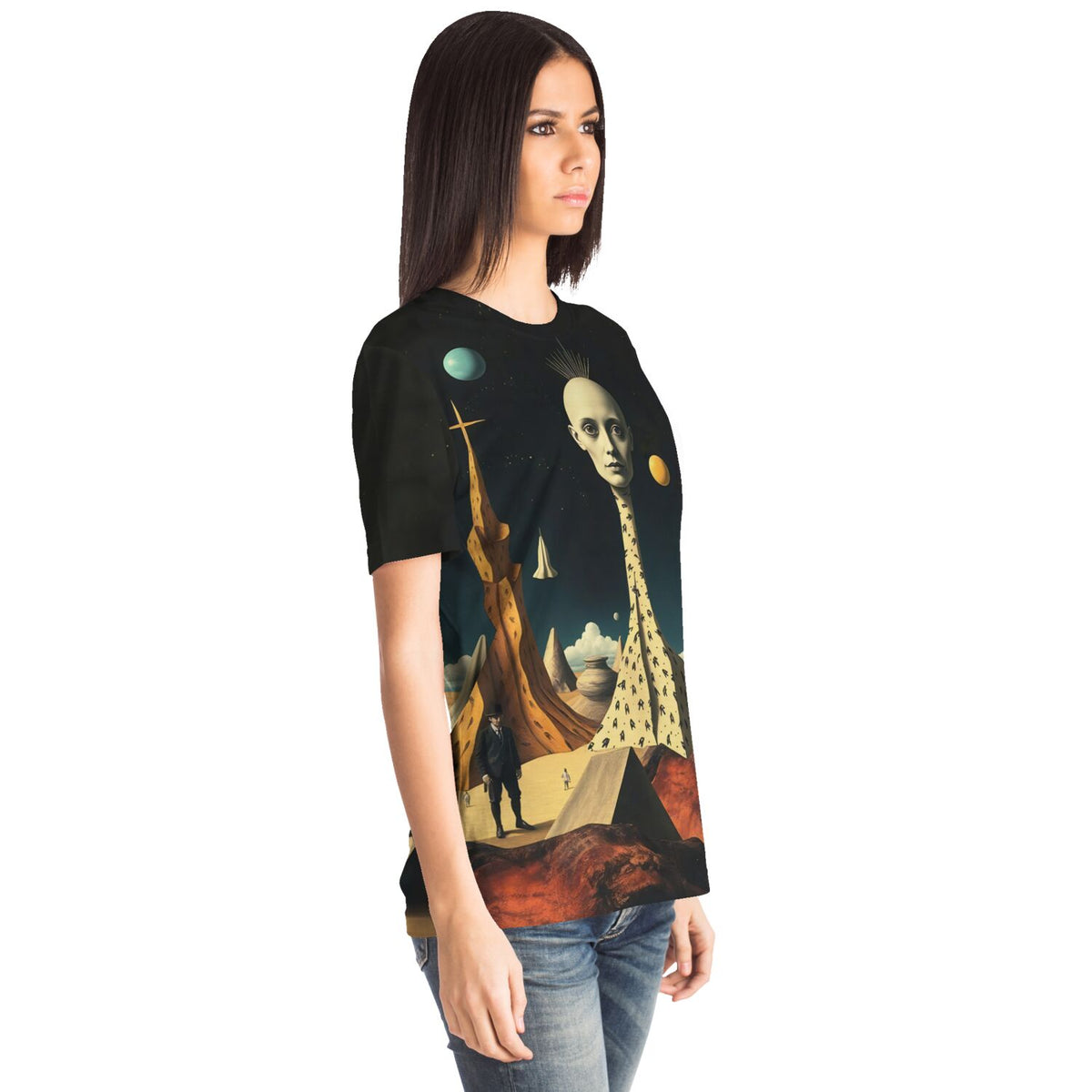 Surrealist Art, Alien Gods Planet, Dali Collage, Trippy Vintage 420 Retro Art, All-Over-Print T-Shirt