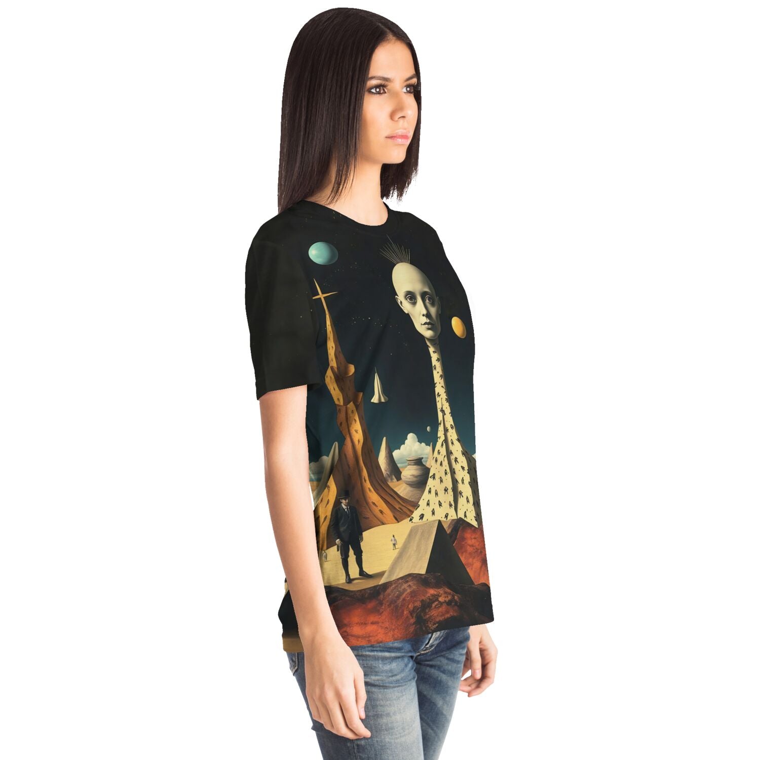 Surrealist Art, Alien Gods Planet, Dali Collage, Trippy Vintage 420 Retro Art, All-Over-Print T-Shirt