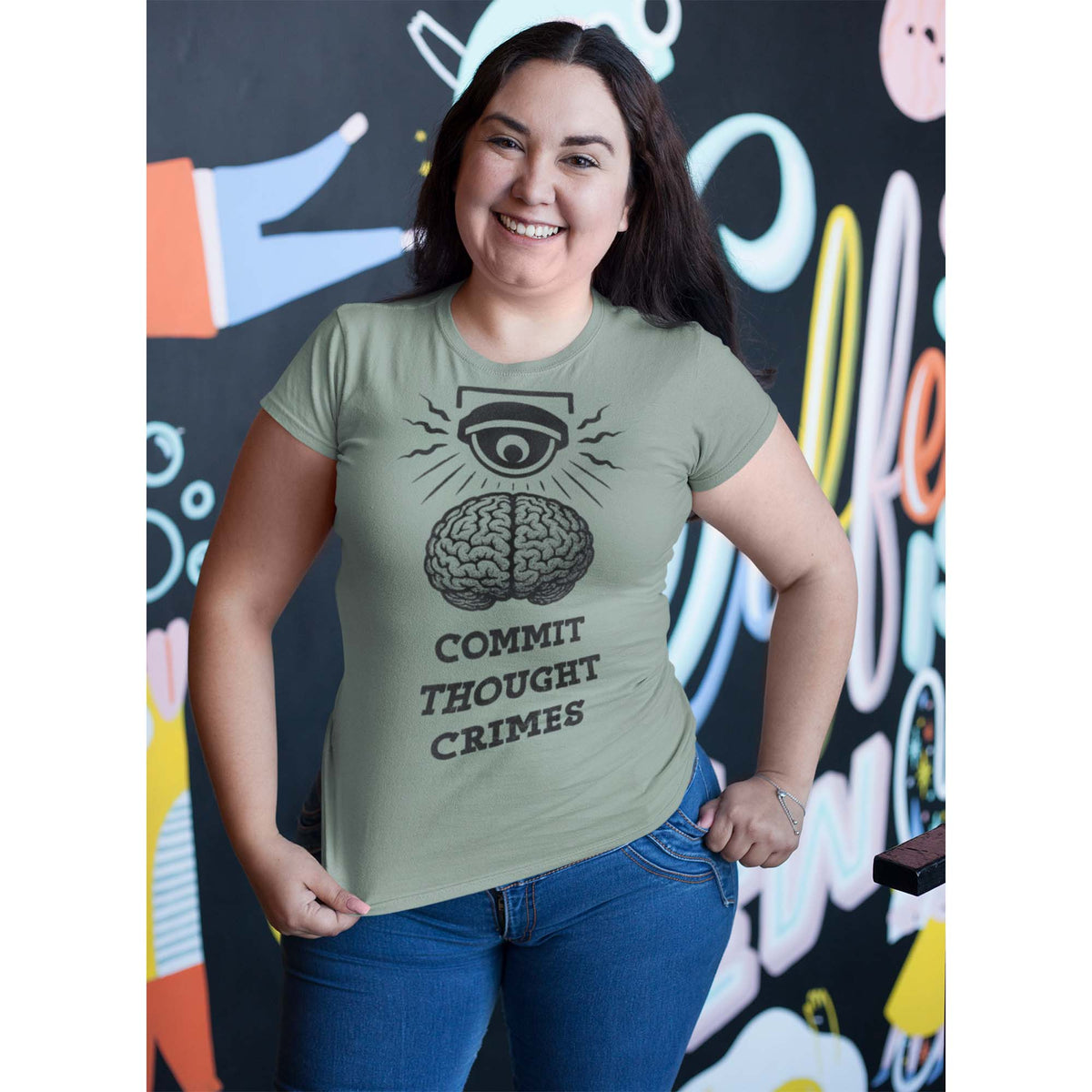 Commit Thought Crimes: 1984, Brave New World, Anti Surveillance Tee | Orwellian Big Brother Art Tshirt