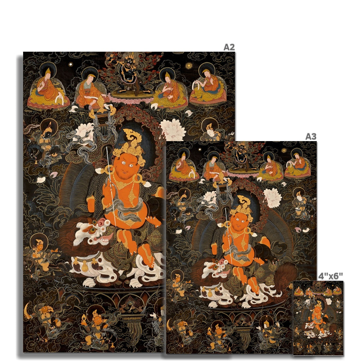 Wealth, Abundance Deity: Vaishravana Tibetan Buddhist Ancient Thangka | Spiritual Altar Fine Art Print