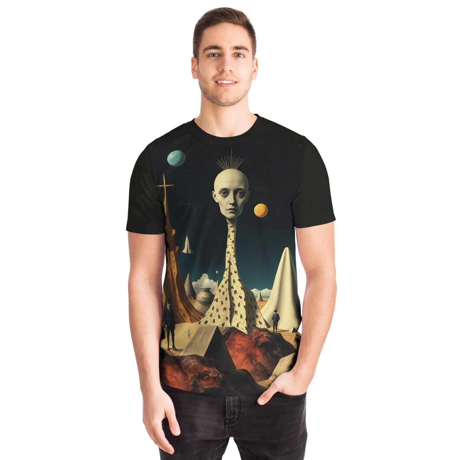 Surrealist Art, Alien Gods Planet, Dali Collage, Trippy Vintage 420 Retro Art, All-Over-Print T-Shirt