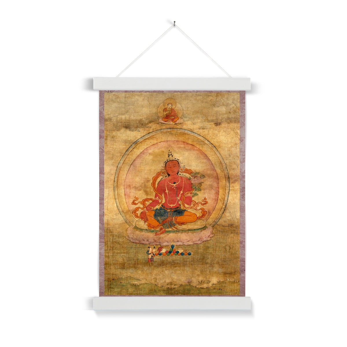 Red Tara Tibetan Buddhist Wall Art | Fierce Yidam Female Deity Thangka | Vintage Kurukulla Mandala Fine Art Print w Hanger